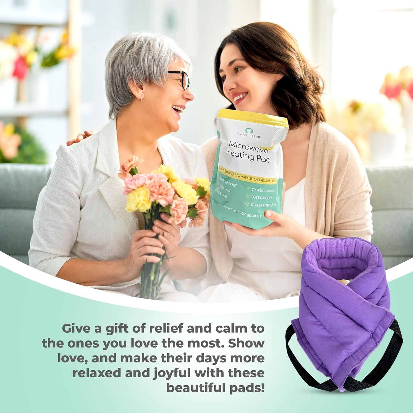 Microwavable Heating Pads for Lower Back, Neck, and Shoulder Pain Relief - Moist Microwave Heating Pad for Muscles and Joints - Microwave Hot Pack Heat Pad for Cramps -3 Heat Pack Purple