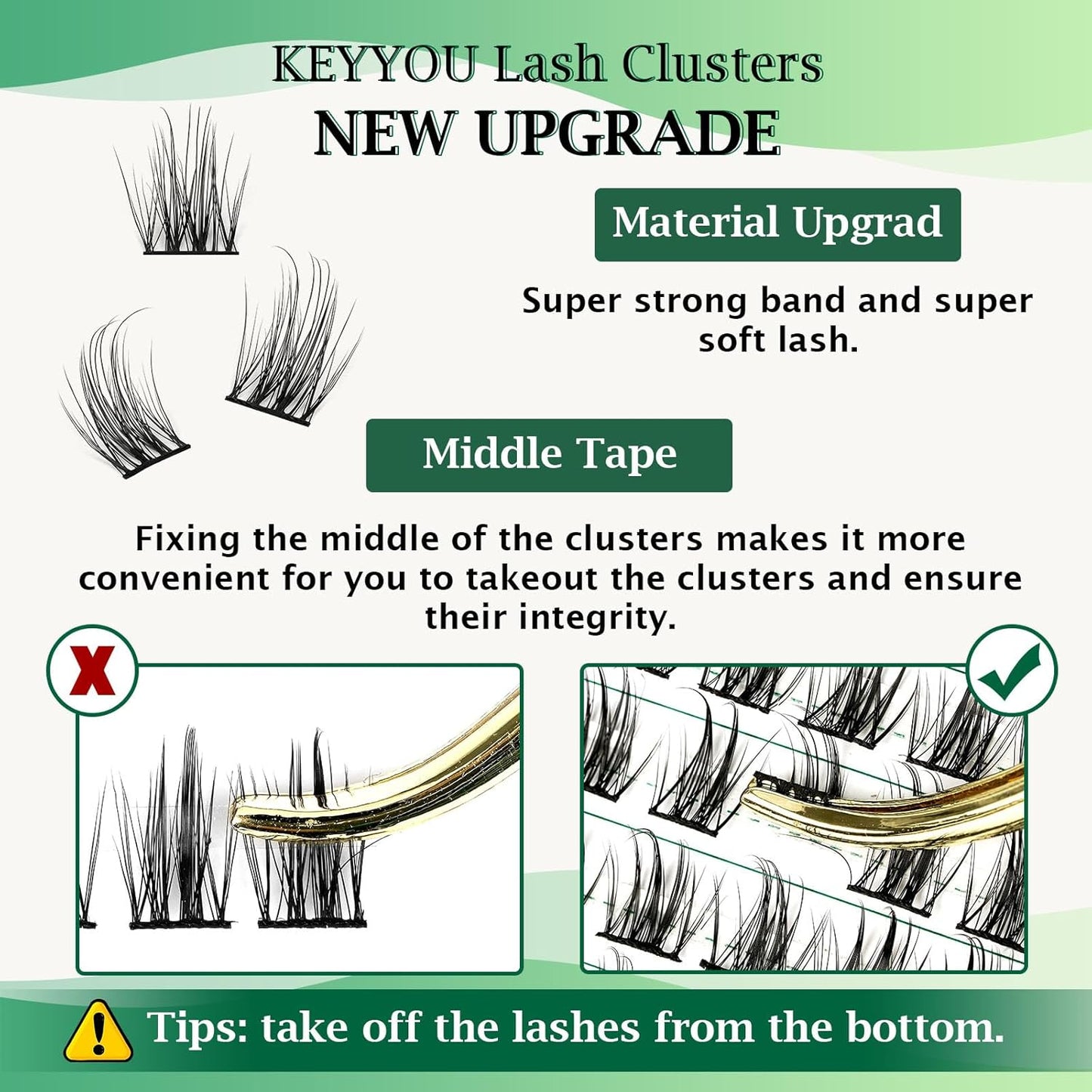 KEYYOU Volume Wispy Lash Extension 96pcs Individual Lashes D Curl 12mm Soft&Comfortable Easy DIY at Home