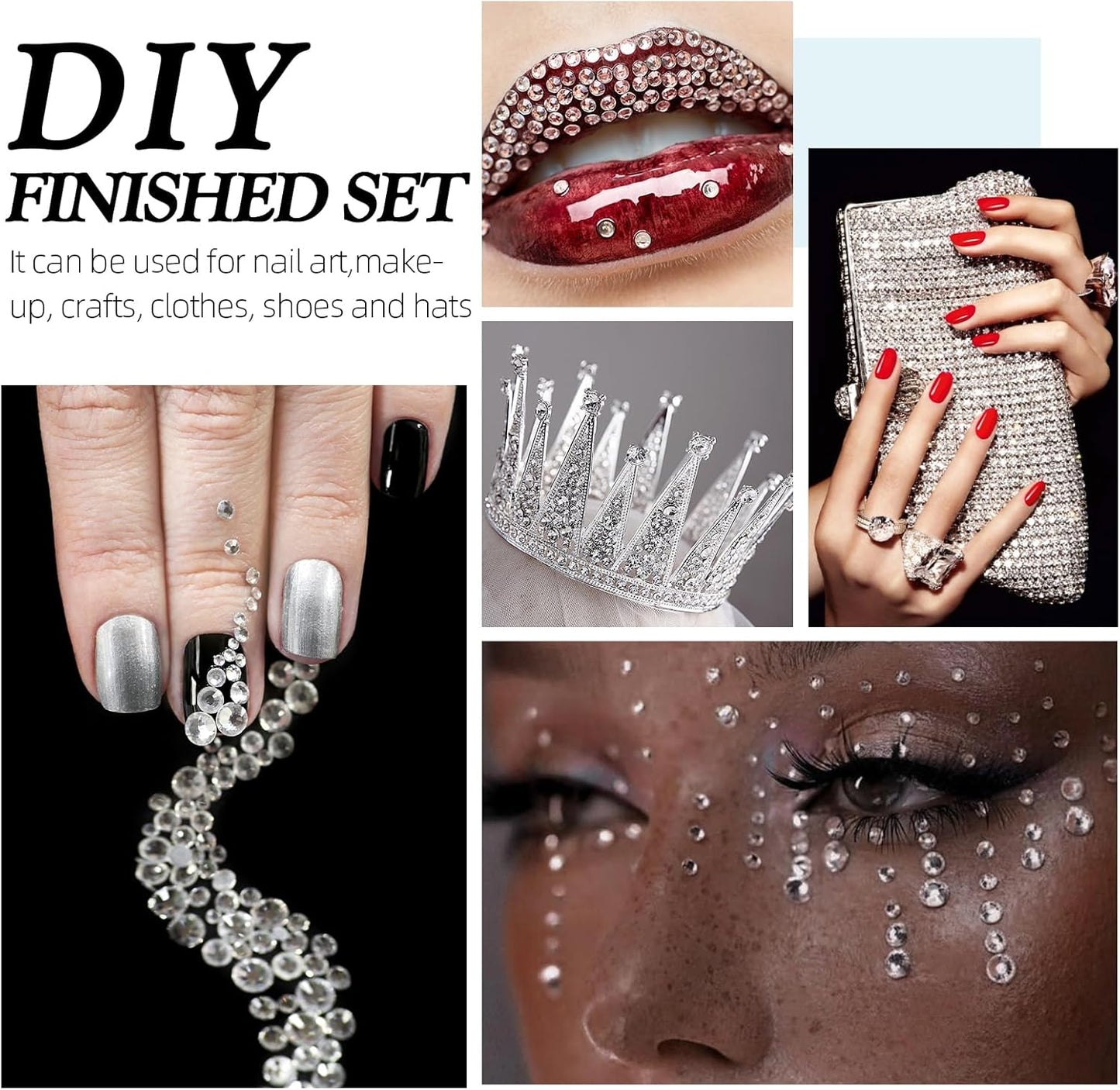 Crystal Clear Flatback Rhinestones, Glass Rhinestones for Nail Art and Craft, Glue Fix, Loose Crystal Gemstones(Crystal, SS12, 1440pcs, 2.9-3.0mm)