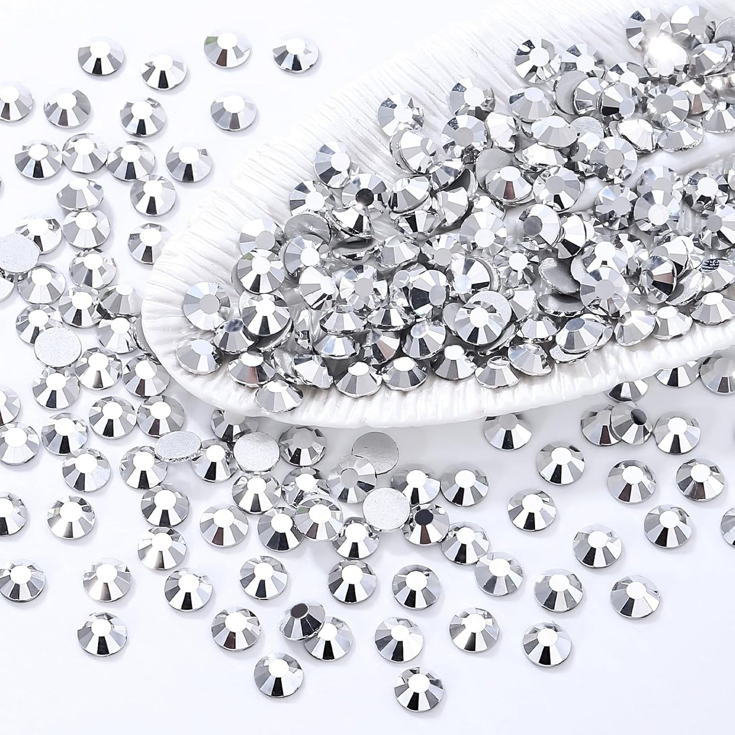 Silver Flatback Rhinestones, Glass Rhinestones for Nail Art and Craft, Glue Fix, Loose Crystal Gemstones(Silver, SS30, 576pcs, 6.4-6.6mm)