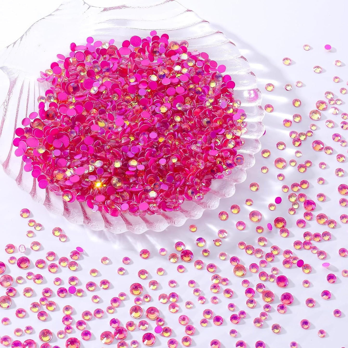 F Rose Flatback Rhinestones, Glass Rhinestones for Nail Art and Craft, Glue Fix, Loose Crystal Gemstones(F Rose, SS8, 1440pcs, 2.3-2.5mm)