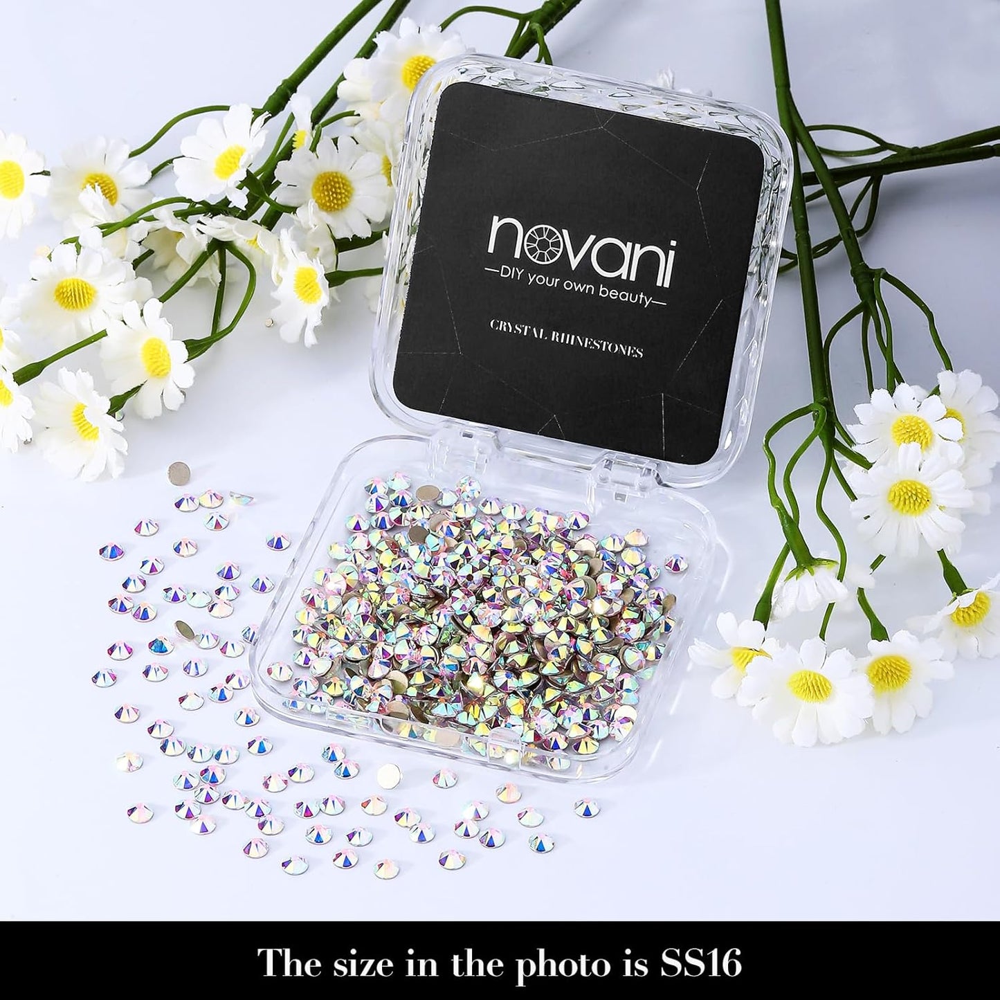 Novani 720pcs Crystal AB Rhinestones Flat Back Round Rhinestone Style 2088 Sparkly Crystal Gemstones for Nail Art and Crafting,S16(3.8-4.0mm