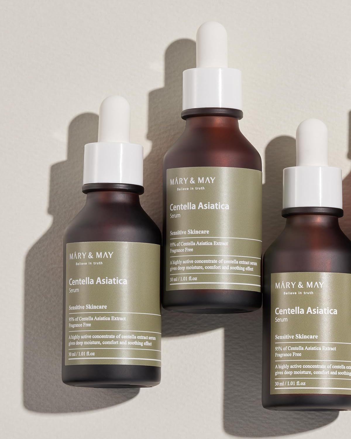 Mary&May Centella Asiatica Serum - 95% of Cica Extracxt for Instant Skin Soothing, Regeneration, and Elasticity Improvement - Korean Face Serum, Fragrance-Free, 1.01 fl.oz.