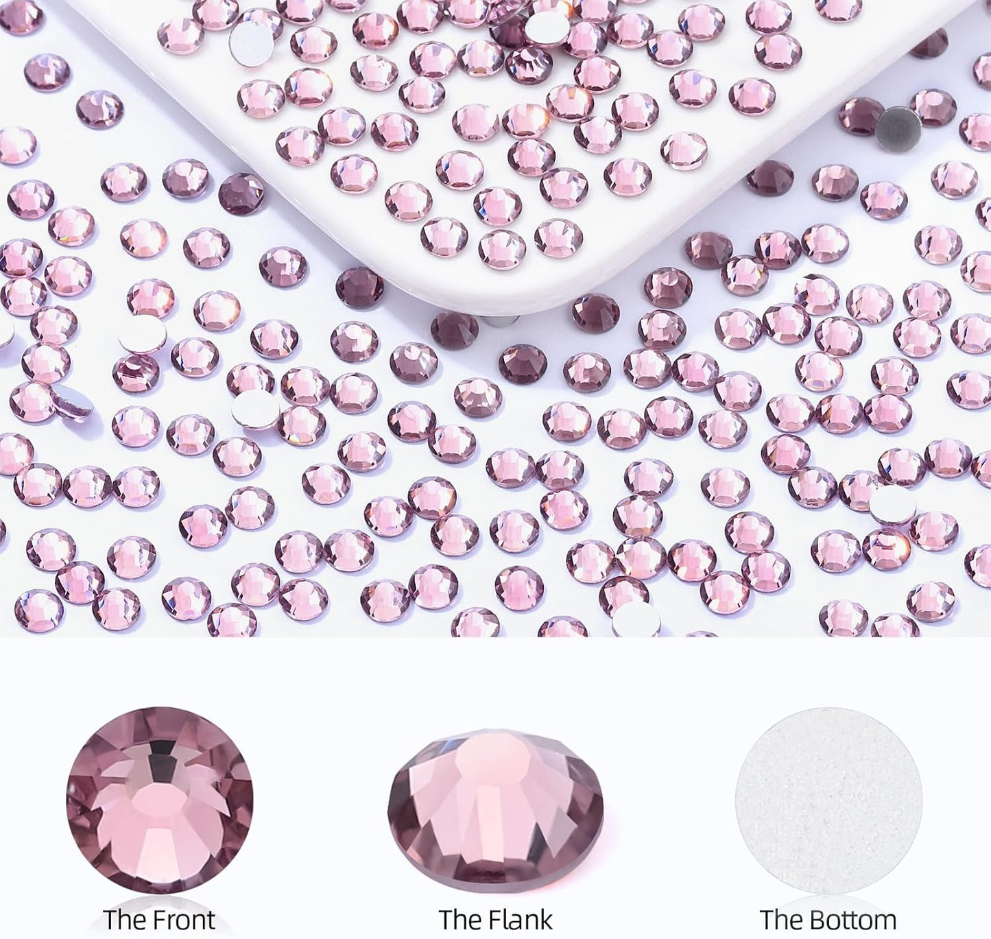 Light Amethyst Flatback Rhinestones, Glass Rhinestones for Nail Art and Craft, Glue Fix, Loose Crystal Gemstones(Lt.Amethyst, SS20, 1440pcs, 4.6-4.8mm)