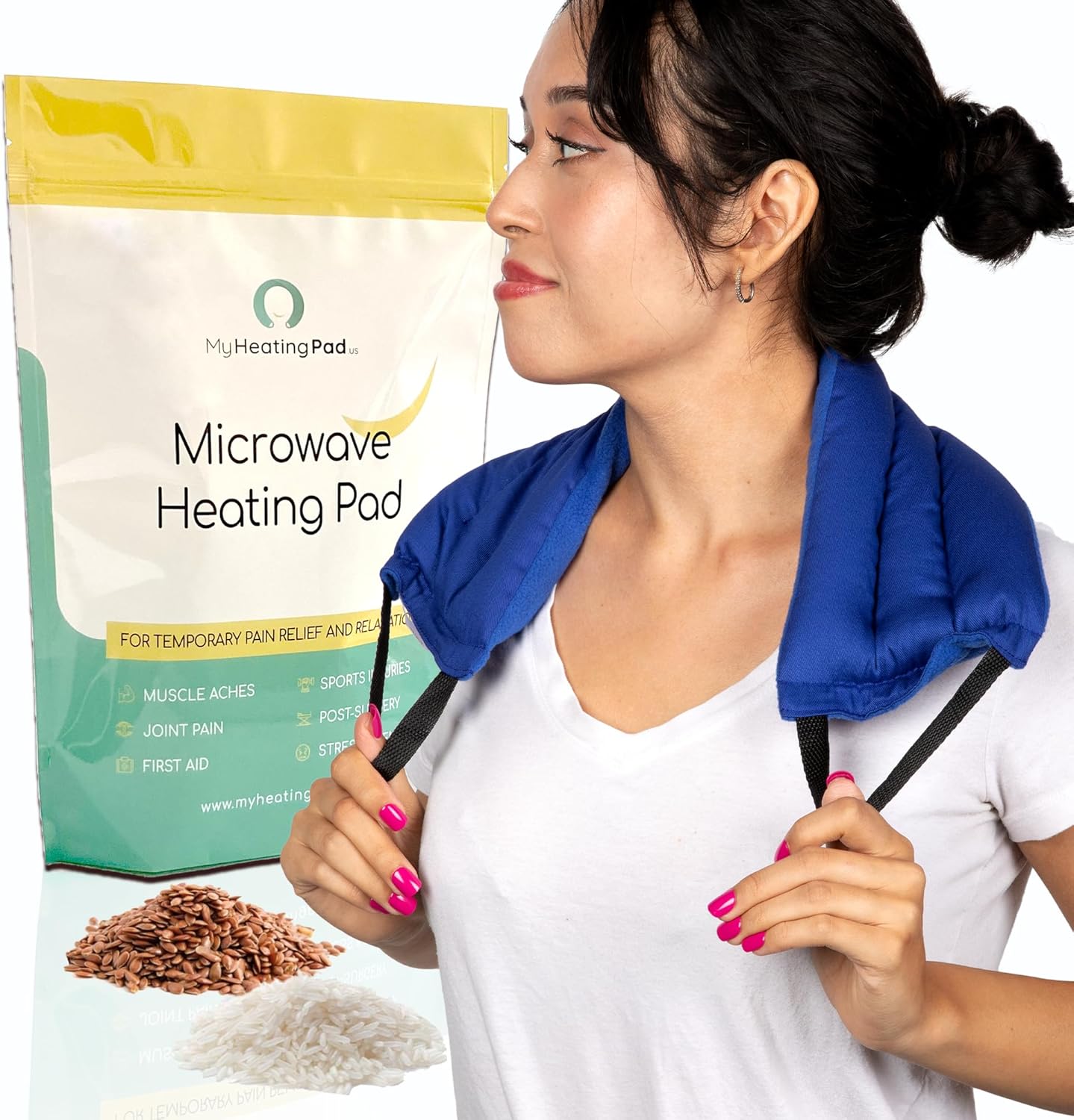 Microwavable Heating Pads for Lower Back, Neck, and Shoulder Pain Relief - Moist Microwave Heating Pad for Muscles and Joints - Microwave Hot Pack Heat Pad for Cramps (Multi Blue, 1)