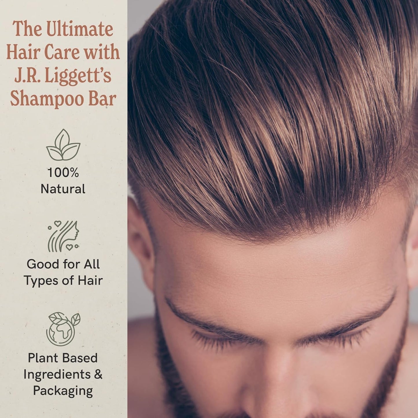 J·R·LIGGETT'S Shampoo Bar - Herbal Formula, All Natural Bar Shampoo for Hair with Coconut Oil & Castor Oil, Sulfate Free, GMO Free, Antioxidant-Rich Plant Oils, Promotes Scalp Balance, 3.5 oz - 1 Pack