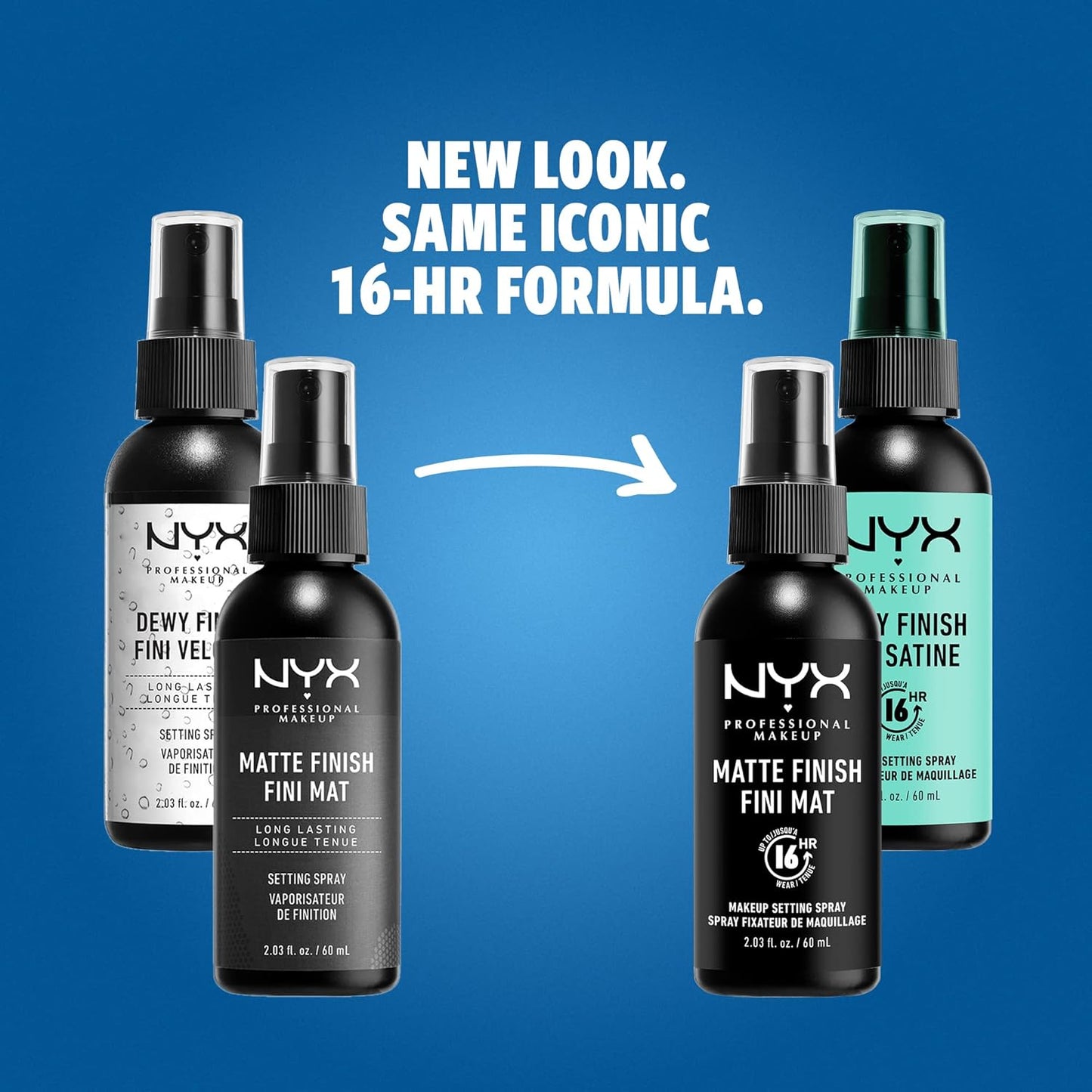 NYX PROFESSIONAL MAKEUP Makeup Setting Spray - Matte + Dewy Finish, Long-Lasting Face Mist for up to 16HR Wear, Vegan Formula (Pack Of 2)