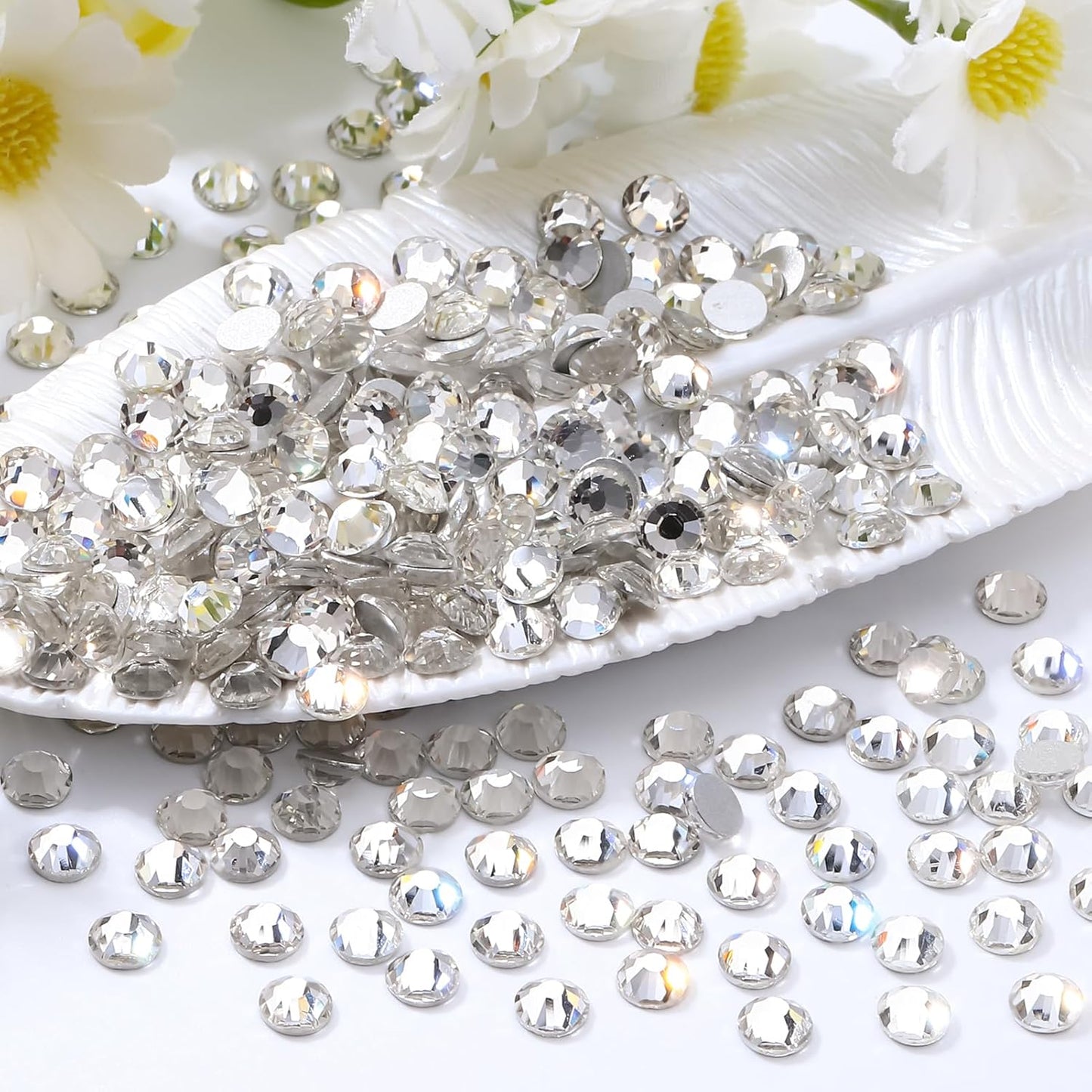 Crystal Clear Flatback Rhinestones, Glass Rhinestones for Nail Art and Craft, Glue Fix, Loose Crystal Gemstones(Crystal, SS12, 1440pcs, 2.9-3.0mm)