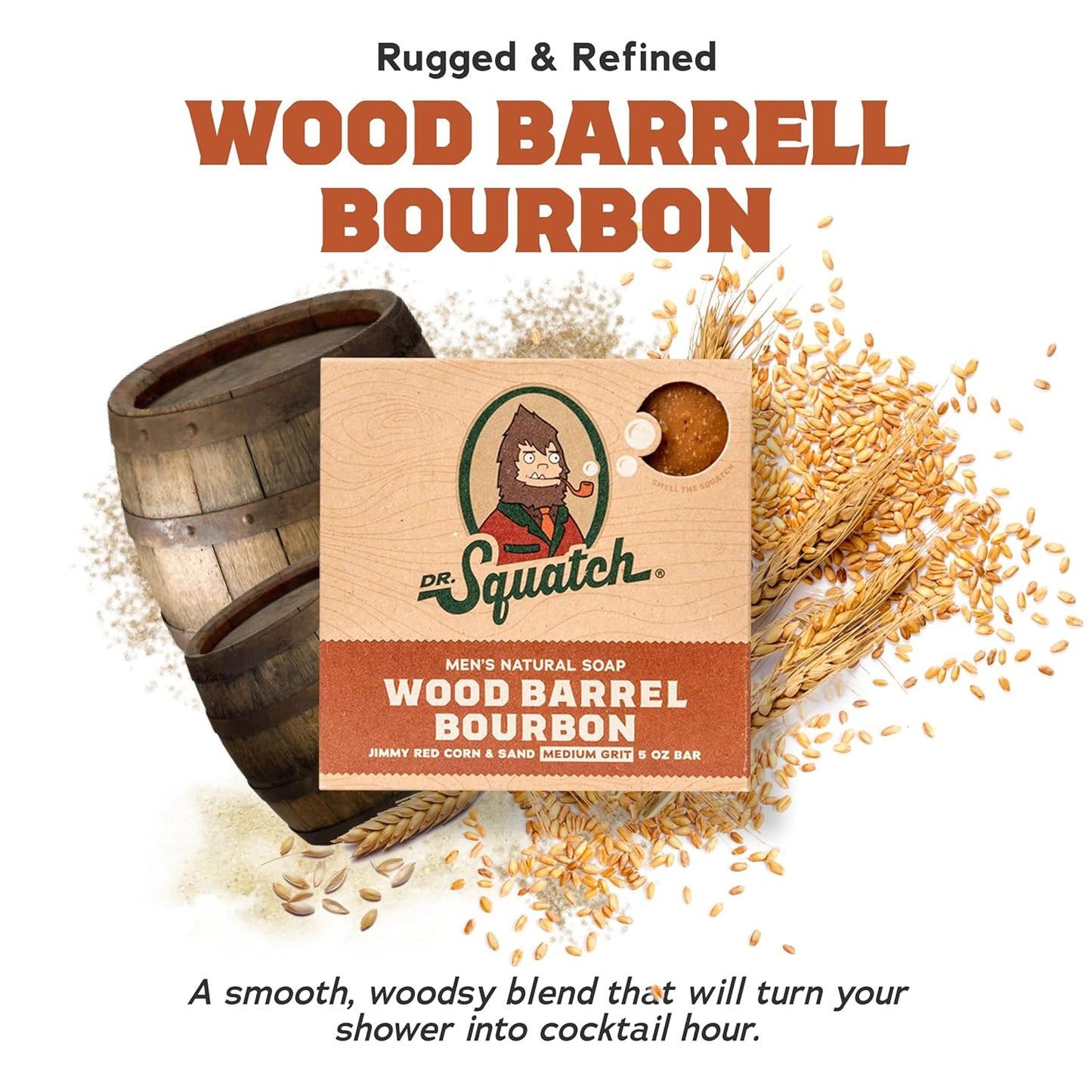 Dr. Squatch Natural Bar Soap for Men - Cold Process Soap with No Harsh Chemicals - Alpine Sage, Bay Rum, Bourbon, Eucalyptus & Goat's Milk (5 oz, 5-Pack)