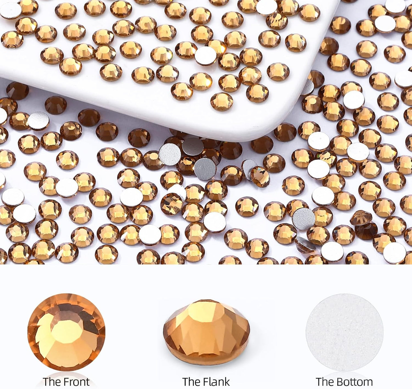 Topaz Flatback Rhinestones, Glass Rhinestones for Nail Art and Craft, Glue Fix, Loose Crystal Gemstones(Topaz, SS20, 1440pcs, 4.6-4.8mm)