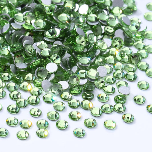 Light Green Flatback Rhinestones, Glass Rhinestones for Nail Art and Craft, Glue Fix, Loose Crystal Gemstones(Lt.Green, SS6, 1440pcs, 1.9-2.0mm)