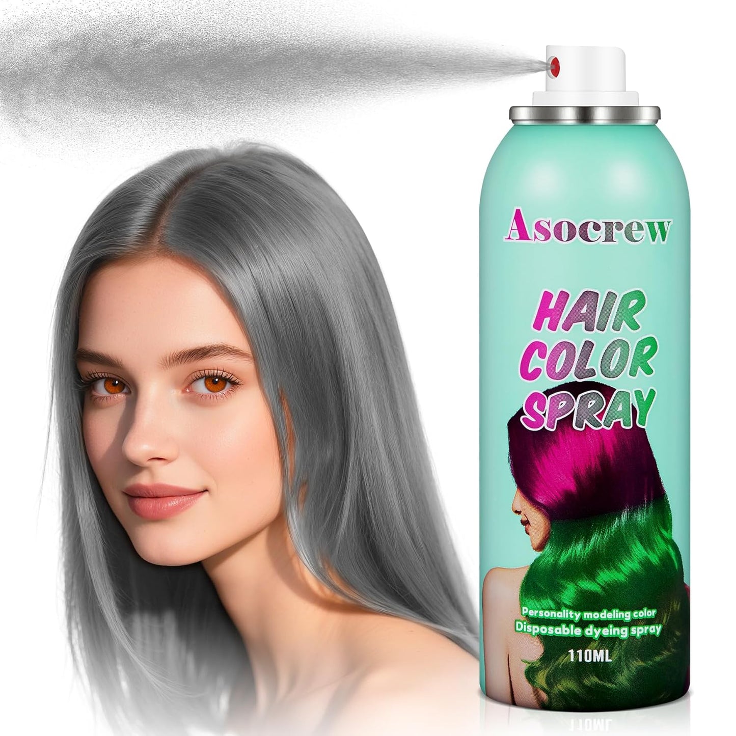 Gray Hair Spray,Hair Color Spray Dye,Grey Temporary Hair Color Spray for Kids Women Men,Sliver Gray Hair Color Spray Pomades,Washable Color Hair Spray for Party,Halloween,Cosplay(Gray)