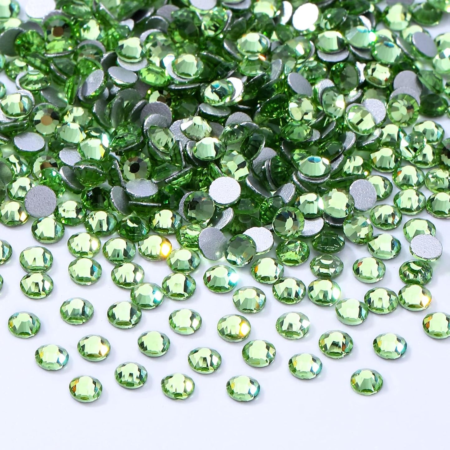 Light Green Flatback Rhinestones, Glass Rhinestones for Nail Art and Craft, Glue Fix, Loose Crystal Gemstones(Lt.Green, SS10, 2880pcs, 2.7-2.8mm)