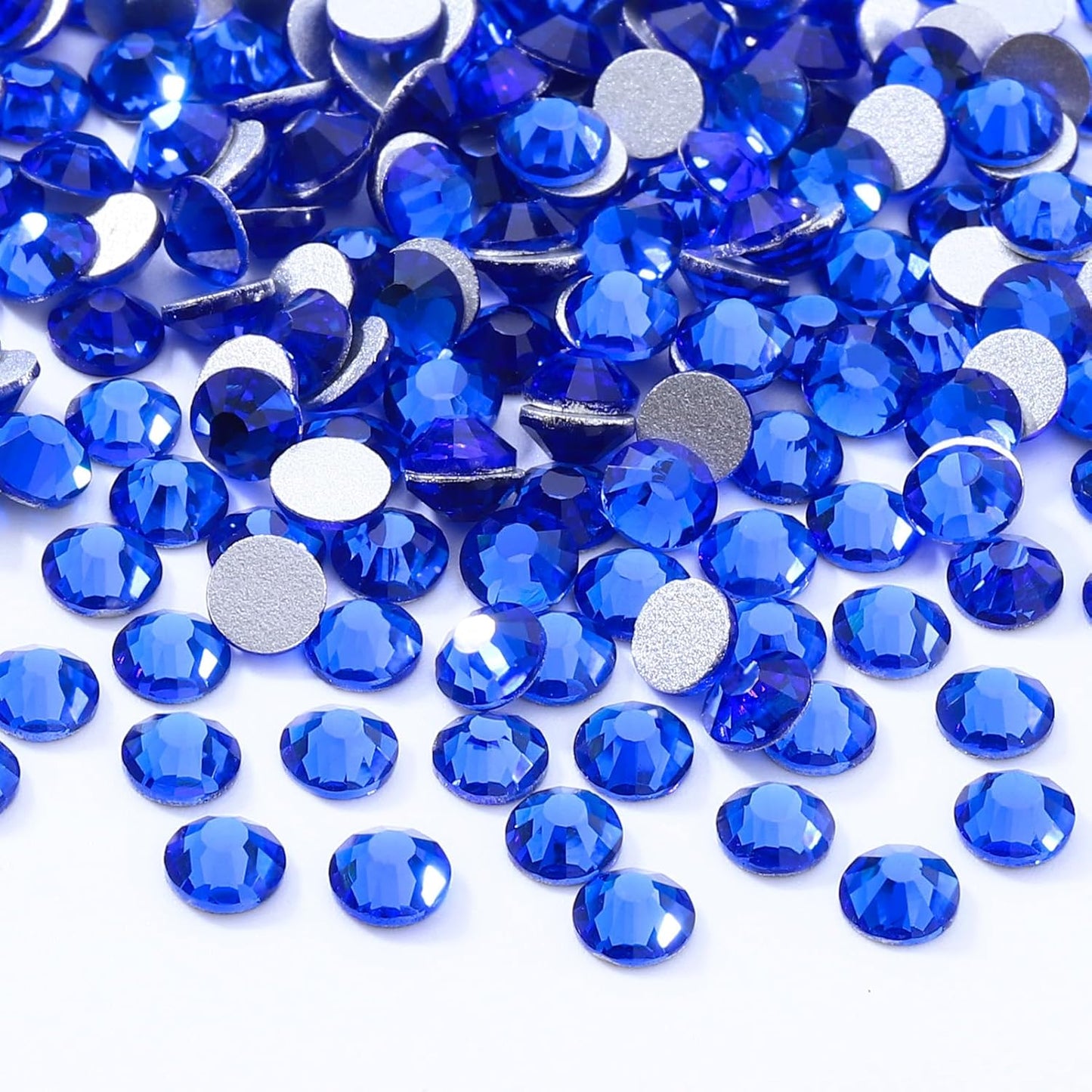 Sapphire Flatback Rhinestones, Glass Rhinestones for Nail Art and Craft, Glue Fix, Loose Crystal Gemstones(Blue, SS12, 2880pcs, 2.9-3.0mm)