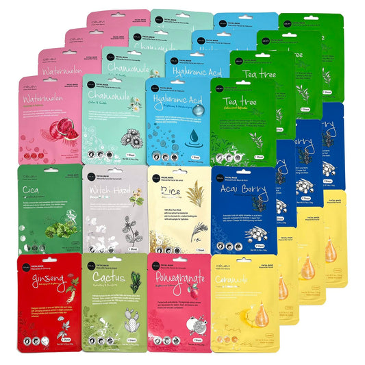 Celavi K-Beauty Skincare Essence Facial Face Mask Korea Skin Care Moisturizing C Set 48 Pack