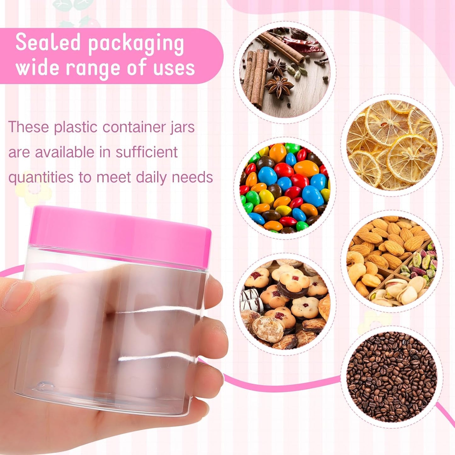 Patelai 4 Pieces Round Wide-mouth Leak Proof Plastic Container Jars with Lids for Travel Storage Makeup Beauty Products Face Creams Oils Salves Ointments DIY Making(8 Ounce,Pink)