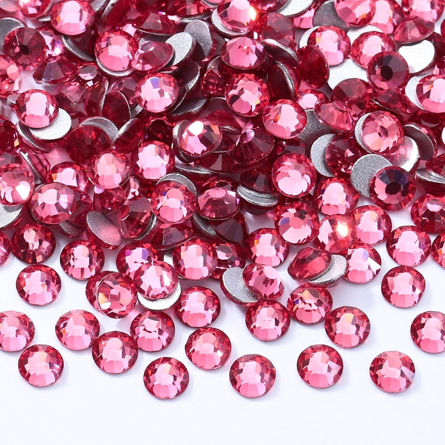 Rose Flatback Rhinestones, Glass Rhinestones for Nail Art and Craft, Glue Fix, Loose Crystal Gemstones(Rose, SS20, 2880pcs, 4.6-4.8mm)