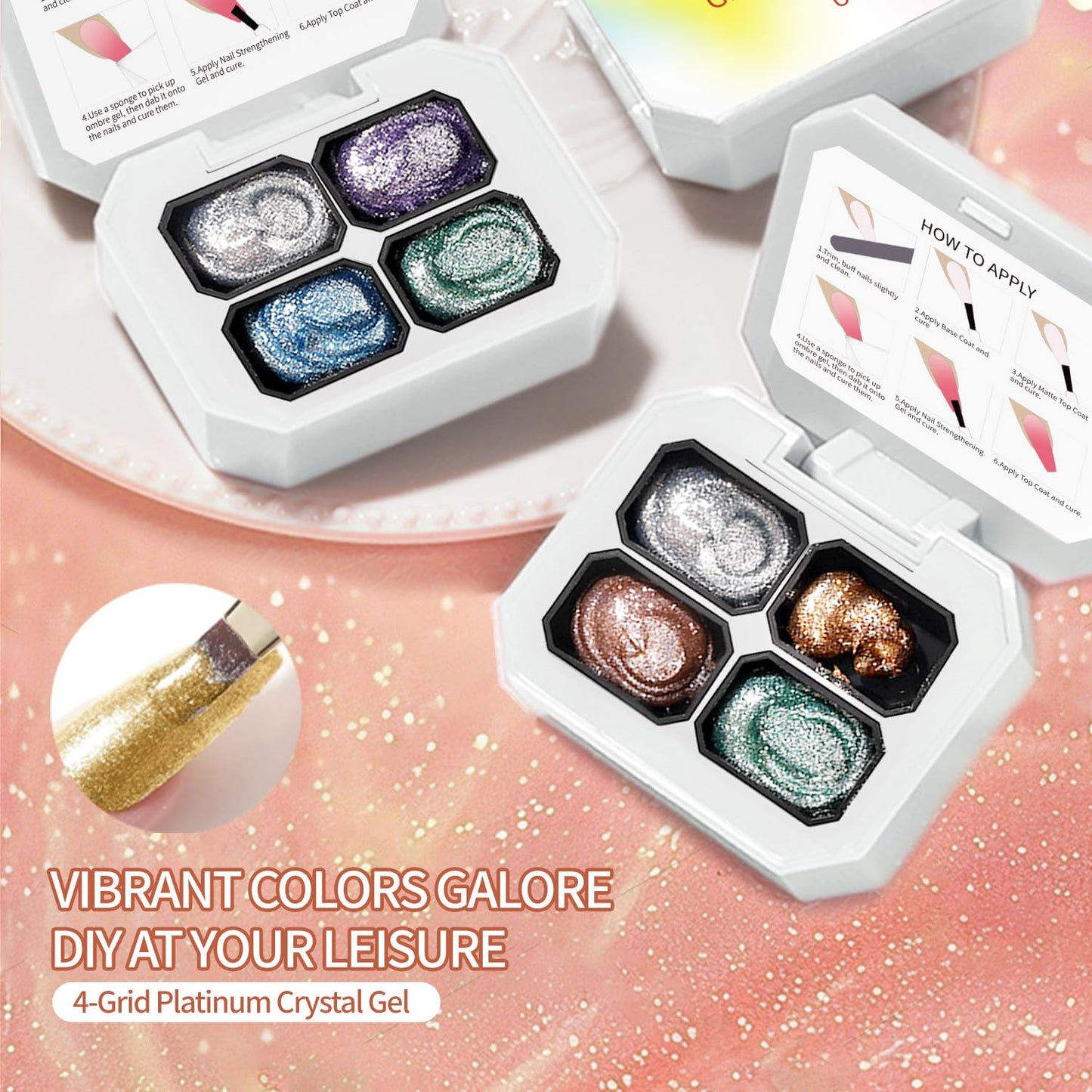 Finger Secret 4 Colors Set Ombre Gel Nail Polish,GelS Polish Palette with 20Pcs Nail Sponges for 3d Gel Nail Art can be Painted in Salon or Home Use (k8)