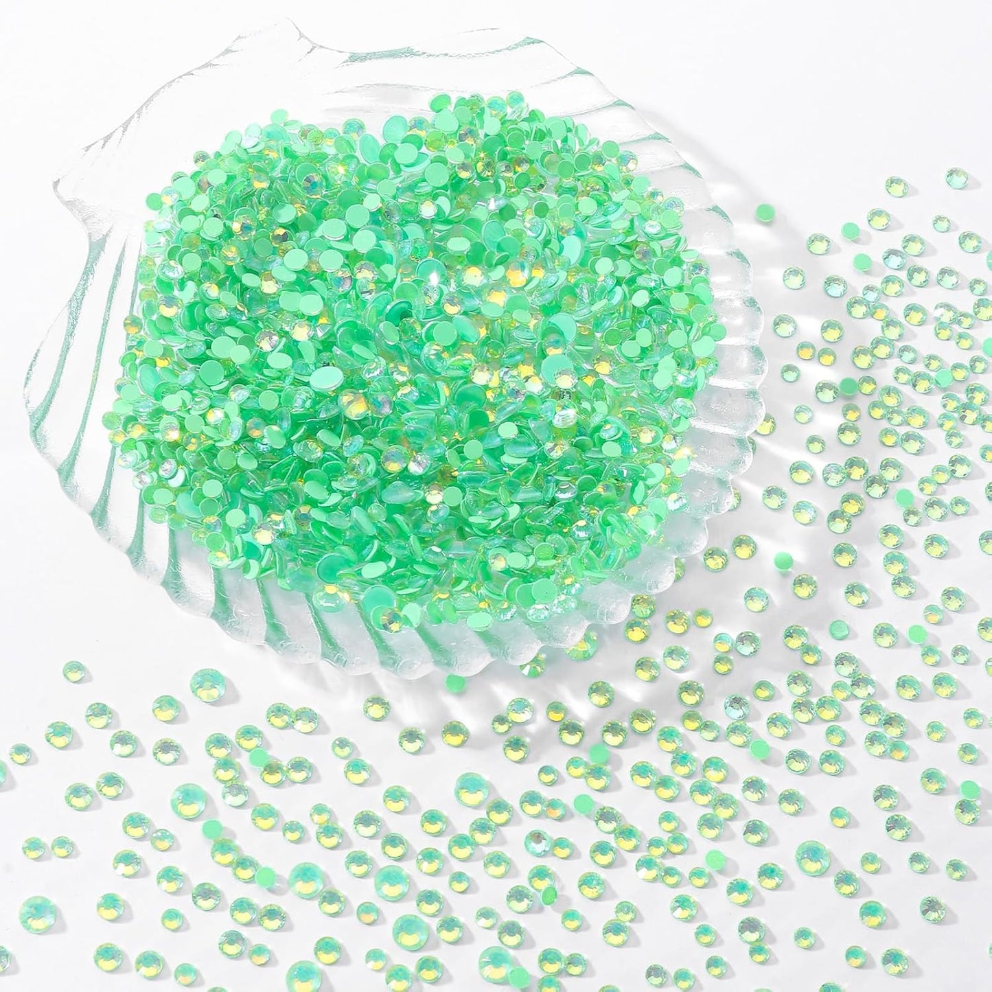 F Green Flatback Rhinestones, Glass Rhinestones for Nail Art and Craft, Glue Fix, Loose Crystal Gemstones(F Green, SS6, 1440pcs, 1.9-2.0mm)