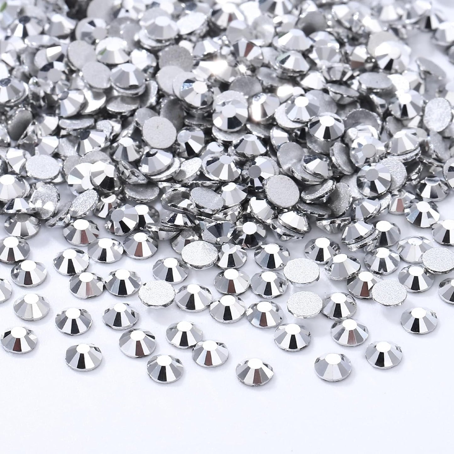 Silver Flatback Rhinestones, Glass Rhinestones for Nail Art and Craft, Glue Fix, Loose Crystal Gemstones(Silver, SS4, 2880pcs, 1.5-1.7mm)