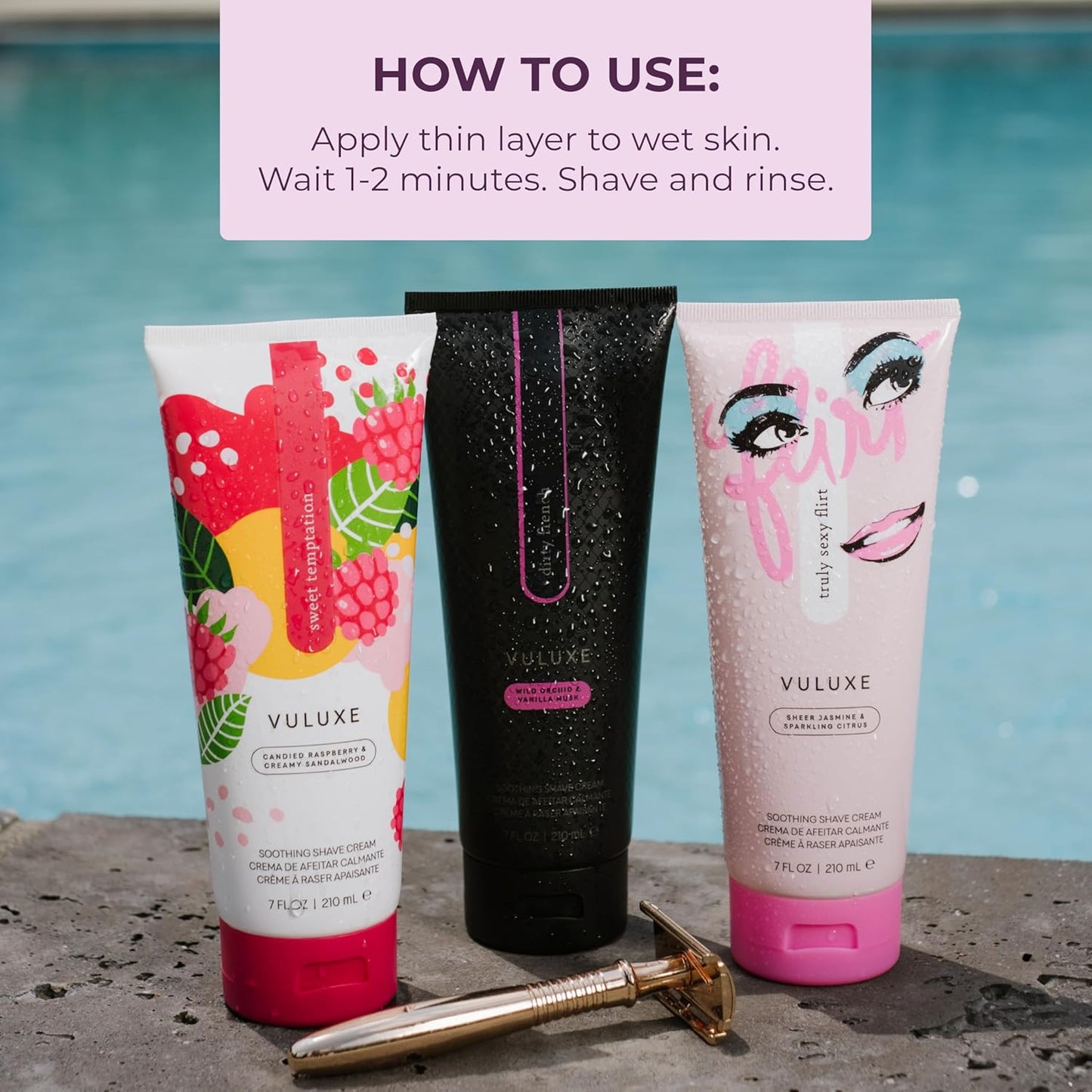 Pure Romance - Vuluxe Shaving Cream for Women - Truly Sexy Flirt (7 fl oz) - Prevents Razor Bumps & Irritation - Orchid, Blackberries, Vanilla - Foaming Shave Cream Moisturizer - Skin Care & Self Care