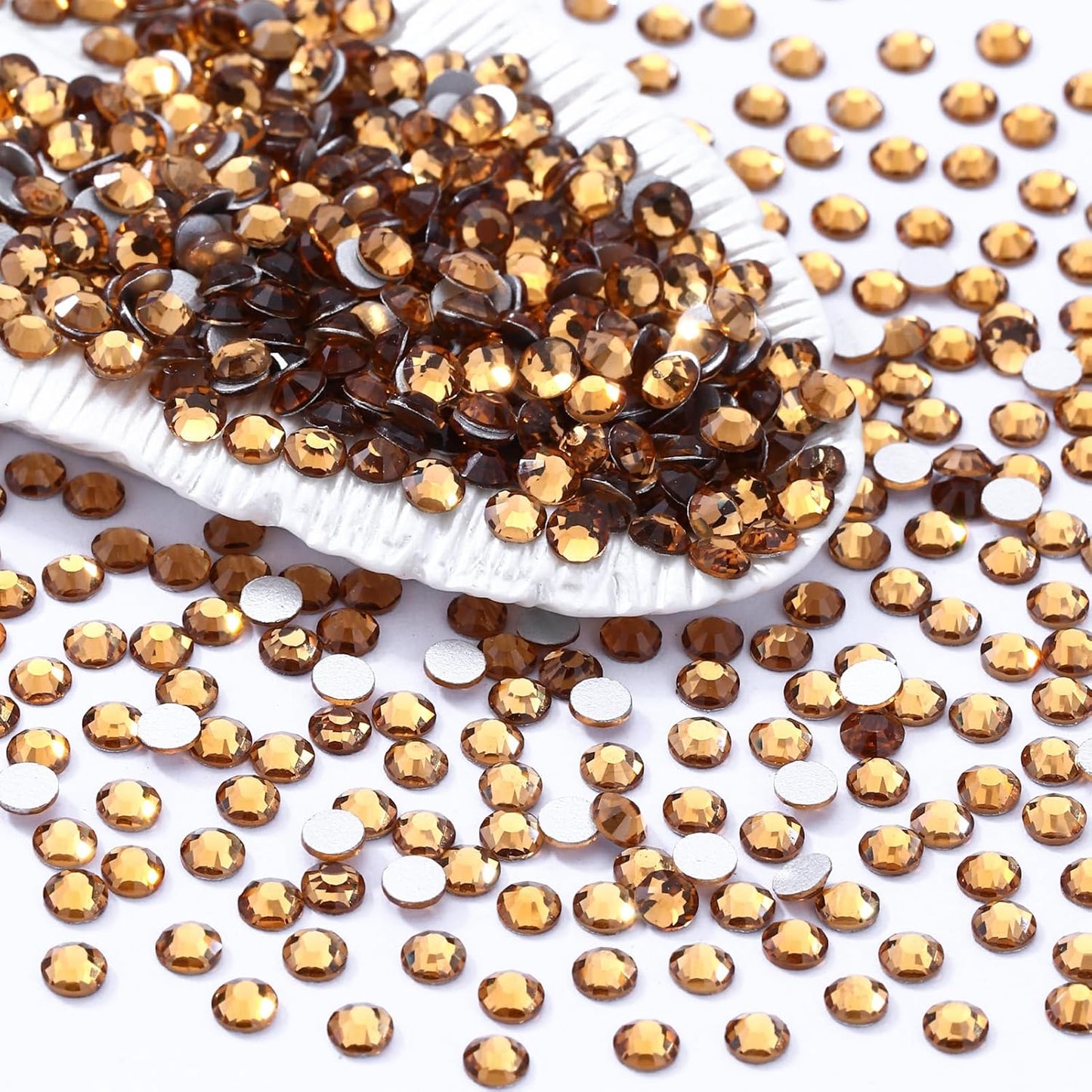 Topaz Flatback Rhinestones, Glass Rhinestones for Nail Art and Craft, Glue Fix, Loose Crystal Gemstones(Topaz, SS10, 1440pcs, 2.7-2.8mm)