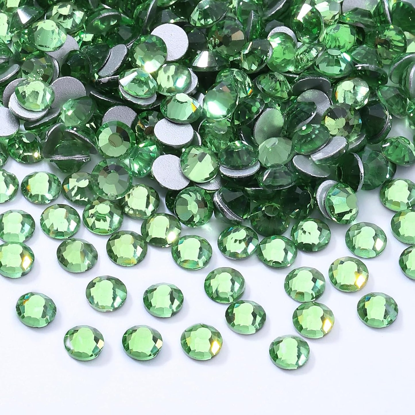 Light Green Flatback Rhinestones, Glass Rhinestones for Nail Art and Craft, Glue Fix, Loose Crystal Gemstones(Lt.Green, SS16, 2880pcs, 3.8-4.0mm)