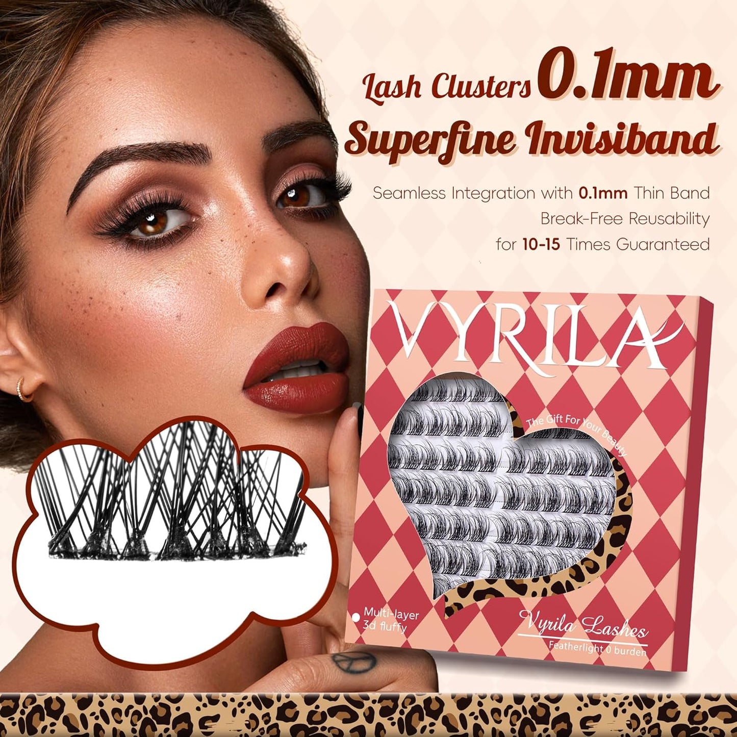 Lash Clusters 0.05mm PBT Fiber Eyelash Clusters, 0.1mm Superfine Invisiband D Curl Diy Lash Extension, 96pcs 8-16mm Individual Like Eyelash Extensions (Velvet-D-8-16Mix)