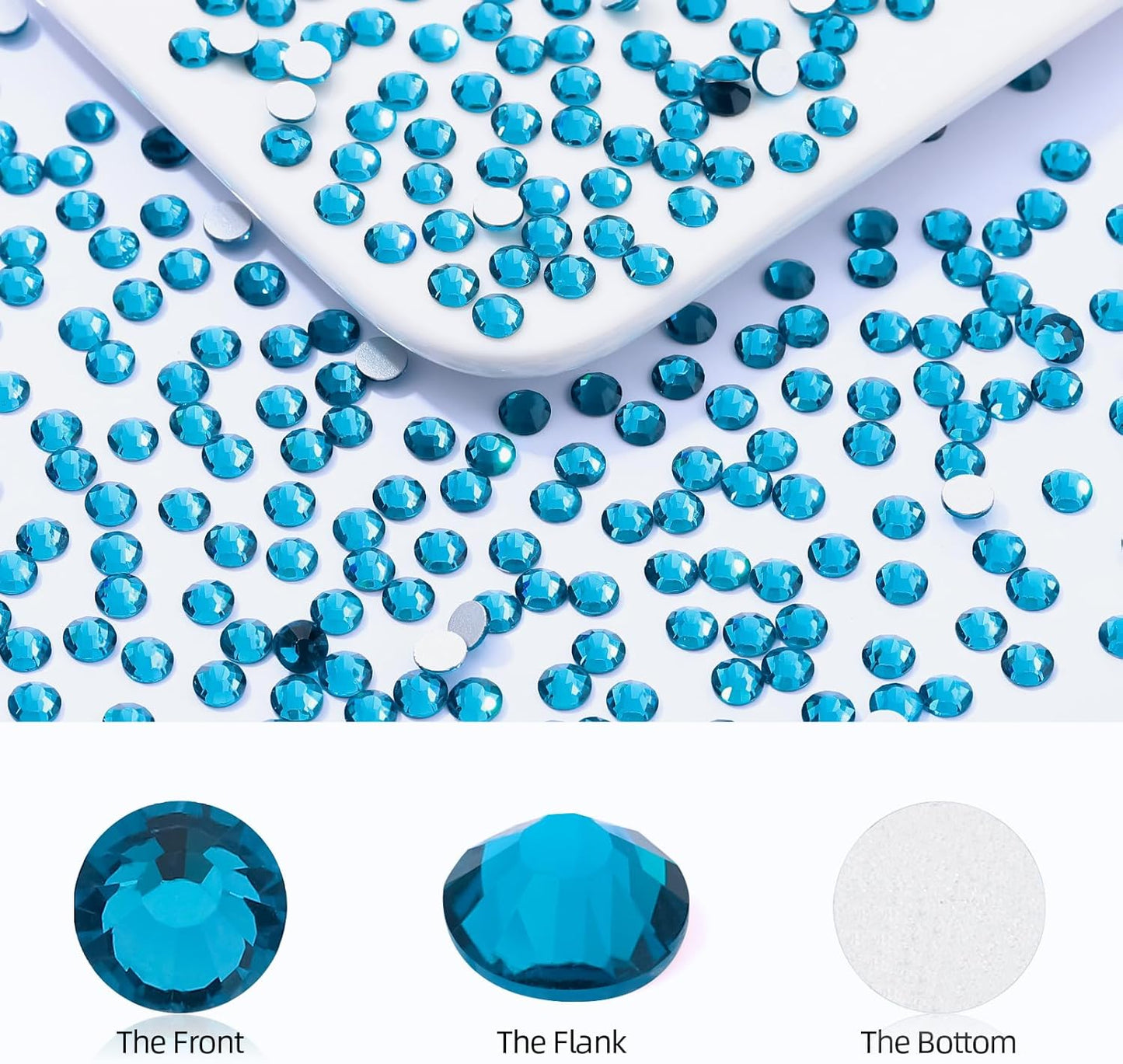 Malachite Blue Flatback Rhinestones, Glass Rhinestones for Nail Art and Craft, Glue Fix, Loose Crystal Gemstones(Malachite Blue, SS20, 1440pcs, 4.6-4.8mm)