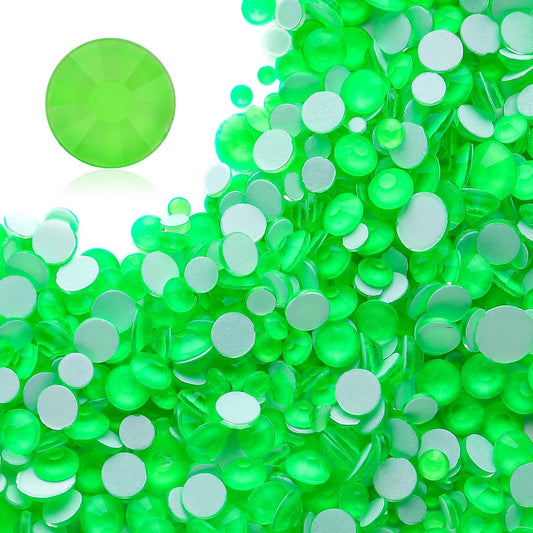 Neon Green Flatback Rhinestones, Glass Rhinestones for Nail Art and Craft, Glue Fix, Loose Crystal Gemstones(Neon Green, SS20, 1440pcs, 4.6-4.8mm)