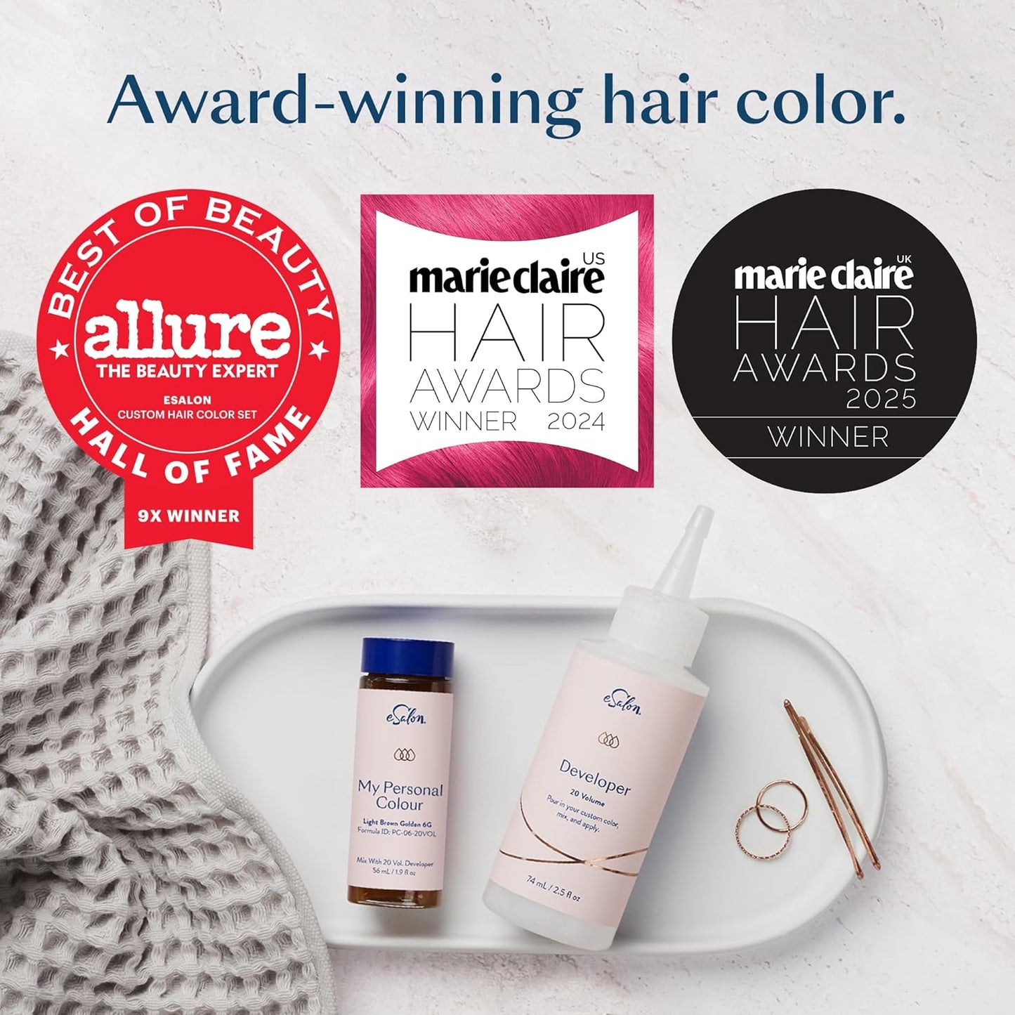 eSalon Permanent Hair Color & Hair Dye Complete Kit - Soft Black - Personal Colorist Kit for Up To 100% Gray Coverage for All Hair Types - Professional-Grade Ammonia-Free Hair Dye