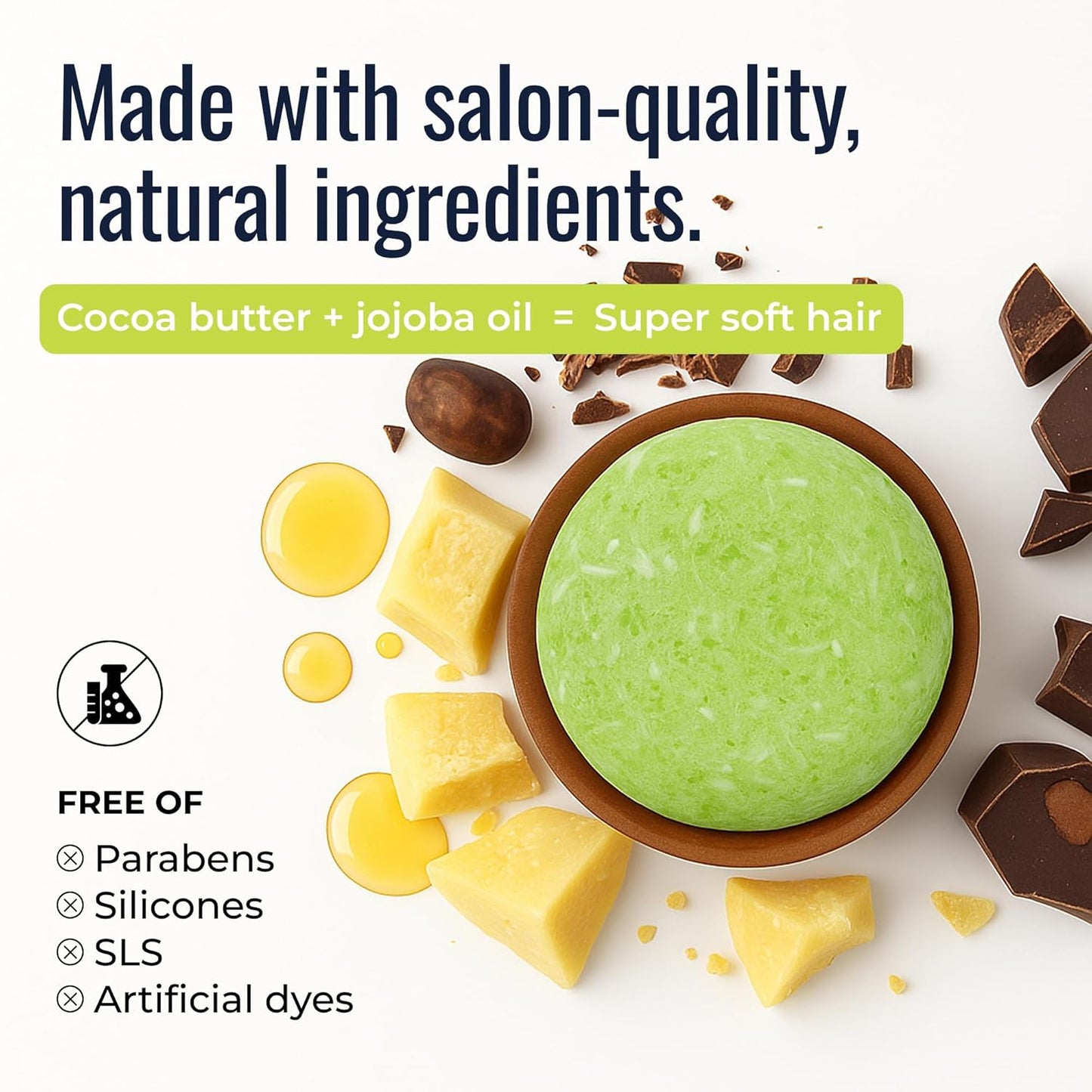 Maui Melon Shampoo Bar, Vegan Solid Hair Cleanser with Sweet Melon, Lemon, and Coconut, for Curly Hair, Zero Waste, Travel-Friendly, Clean Beauty