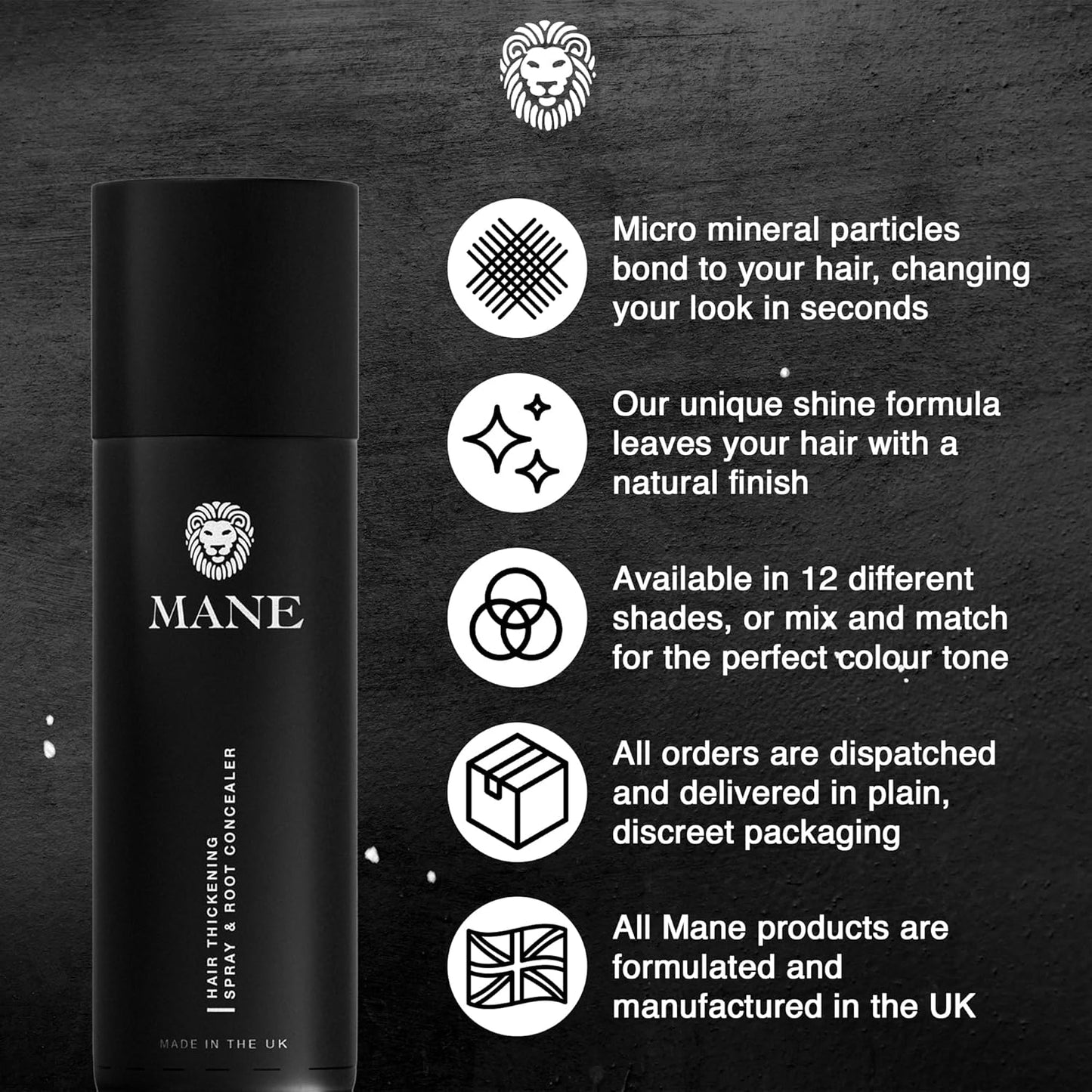 Mane Hair Thickening Spray & Root Touch Up, Instantly Thicker Hair for Men & Women, Fill in Hairlines and Hide Thinning and Fine Patches - Light Brown, 12 Colors (6.76 oz)