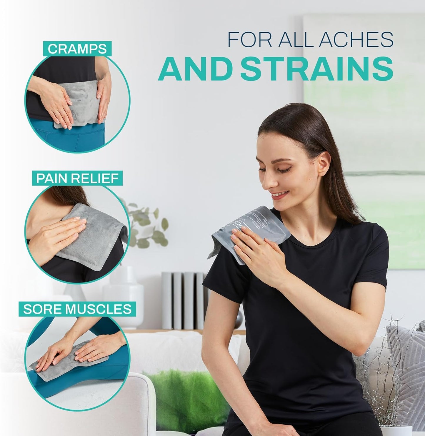 Reusable Ice Packs for Injuries - (10" x 6") Soft Ice Pack with 1 Sided Velvet Soft Fleece Fabric, Flexible Hot and Cold Gel Ice Pack Set, Grey, Pack of 4