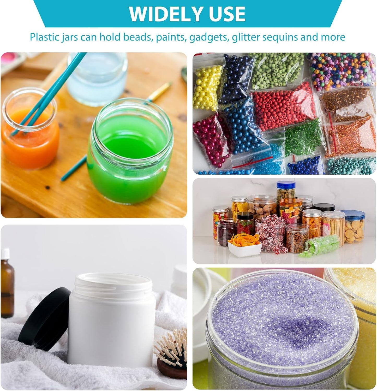 4 oz Clear Plastic Round Jars with Black Lids, 50pcs 4oz 120ml Leak-Proof Wide-Mouth Cosmetic Storage Containers for Kitchen Use, Beauty Products, Cream, Scrubs, Bath Salt and More