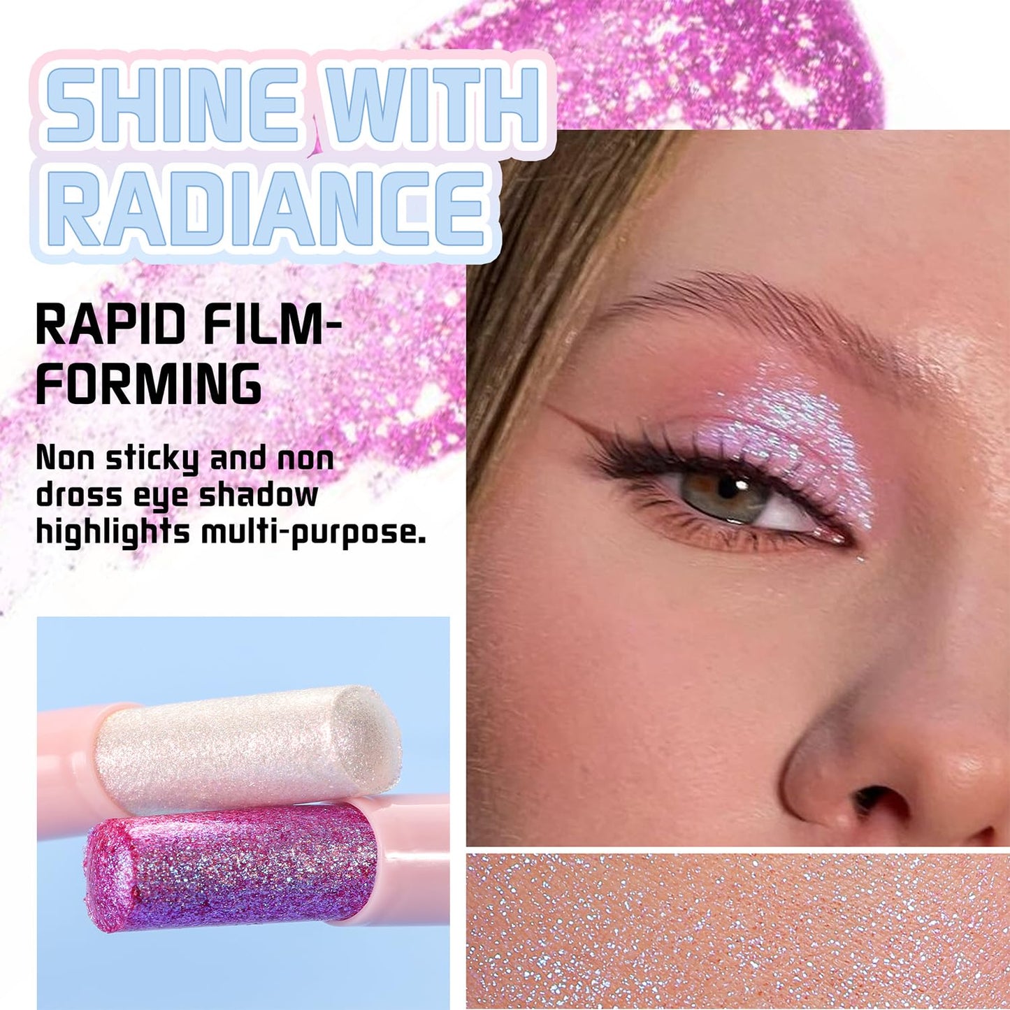 3PCS Crystal Hydrating Jelly Stick Eyeshadow Stick, Glitter Makeup Jelly Shimmer Eye Shadow Crayon, Lightweight Eye Brightener Eye Makeup (01+02+05)