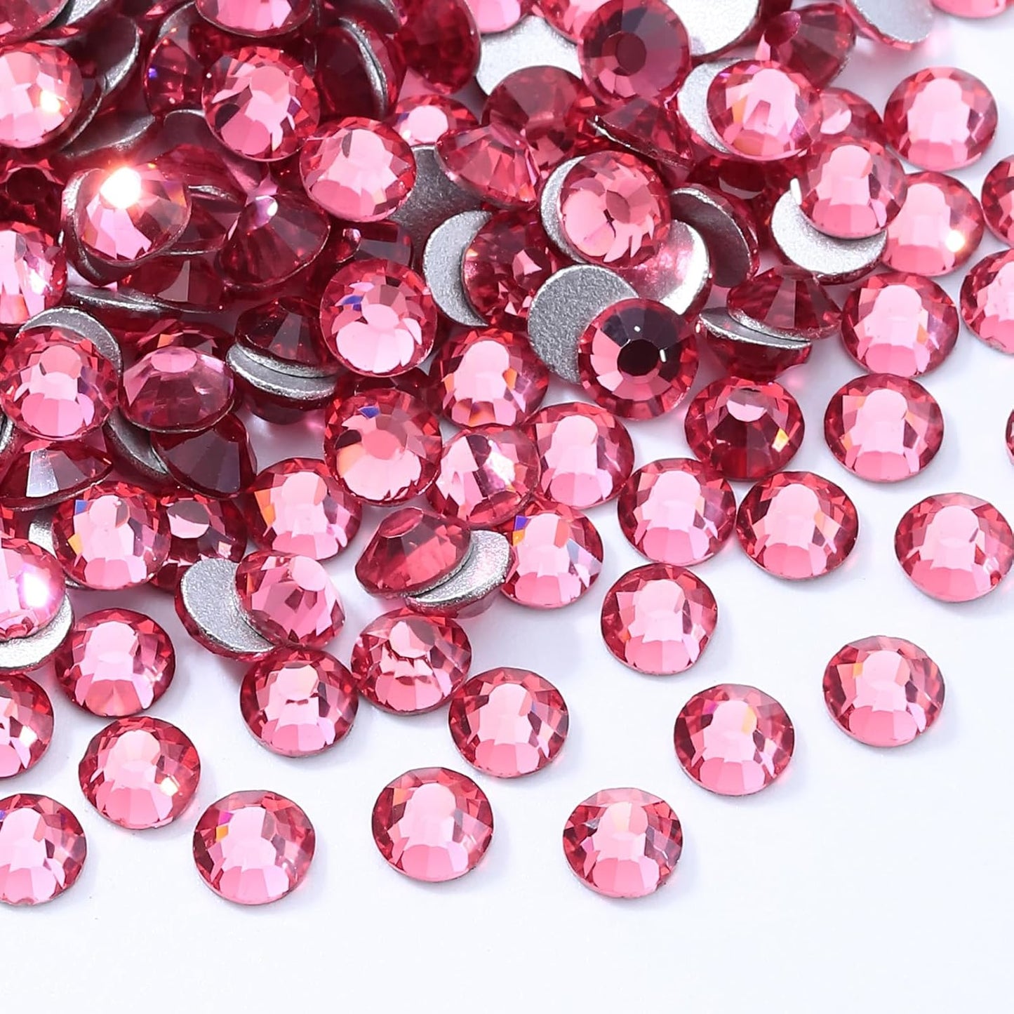 Rose Flatback Rhinestones, Glass Rhinestones for Nail Art and Craft, Glue Fix, Loose Crystal Gemstones(Rose, SS30, 288pcs, 6.4-6.6mm)