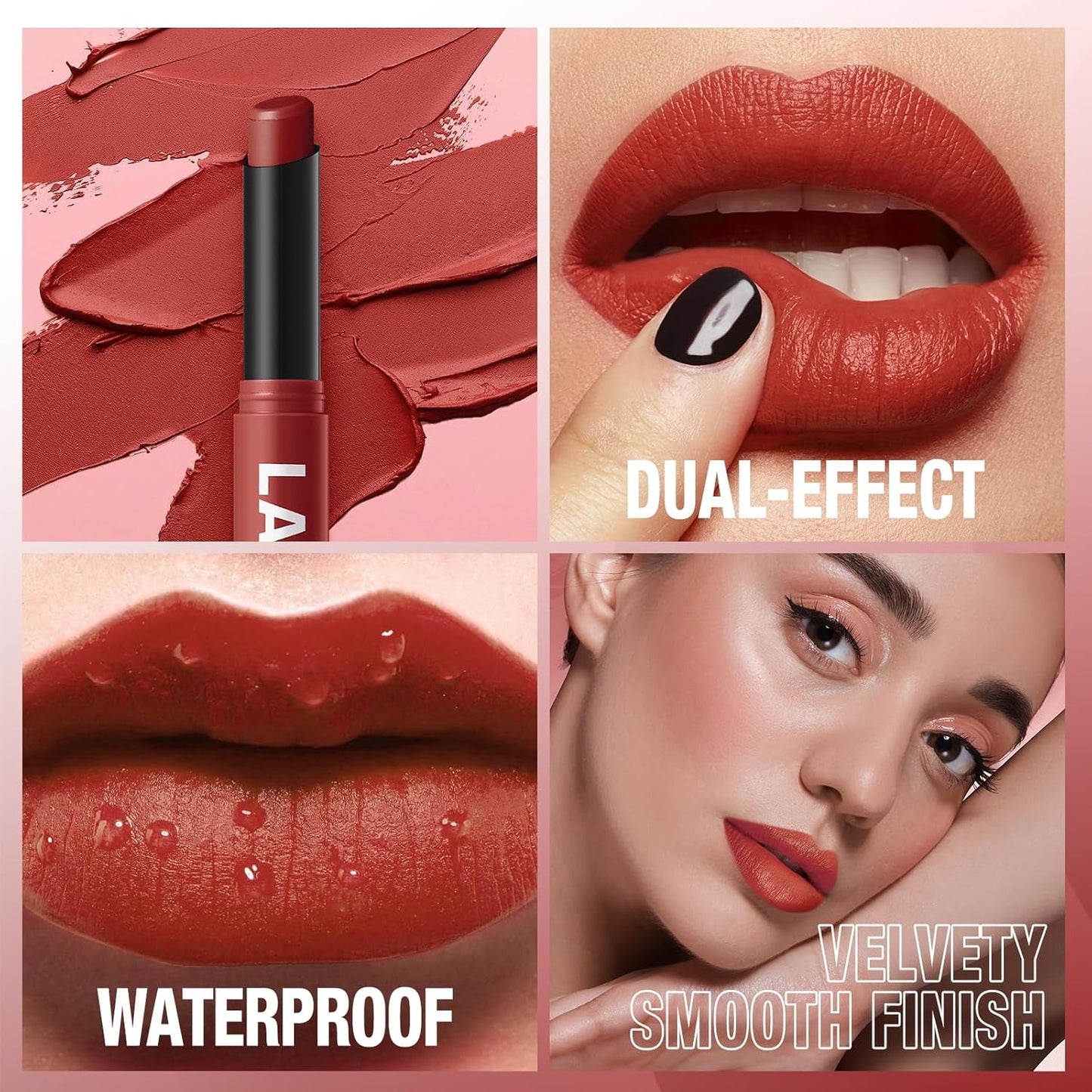 Jolilab 2Pcs Velvet Matte Lipstick Nude Matte Soft Dark Color Stick High Pigmented Long-Lasting Waterproof Lip Stick Lip Balm Beauty Cosmetics Gift for Girls and Women（11#+12#