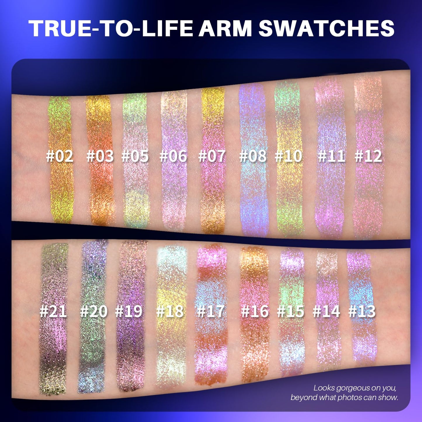 CHARMACY Liquid Duochrome Eyeshadow, Multi-Dimensional Eye Looks, Long Lasting Glitter Eye Shadow Sets Metallic Pigments, Quick Drying, Sparkling Shiny Eye Makeup for Beginners, 1.6g (#12)