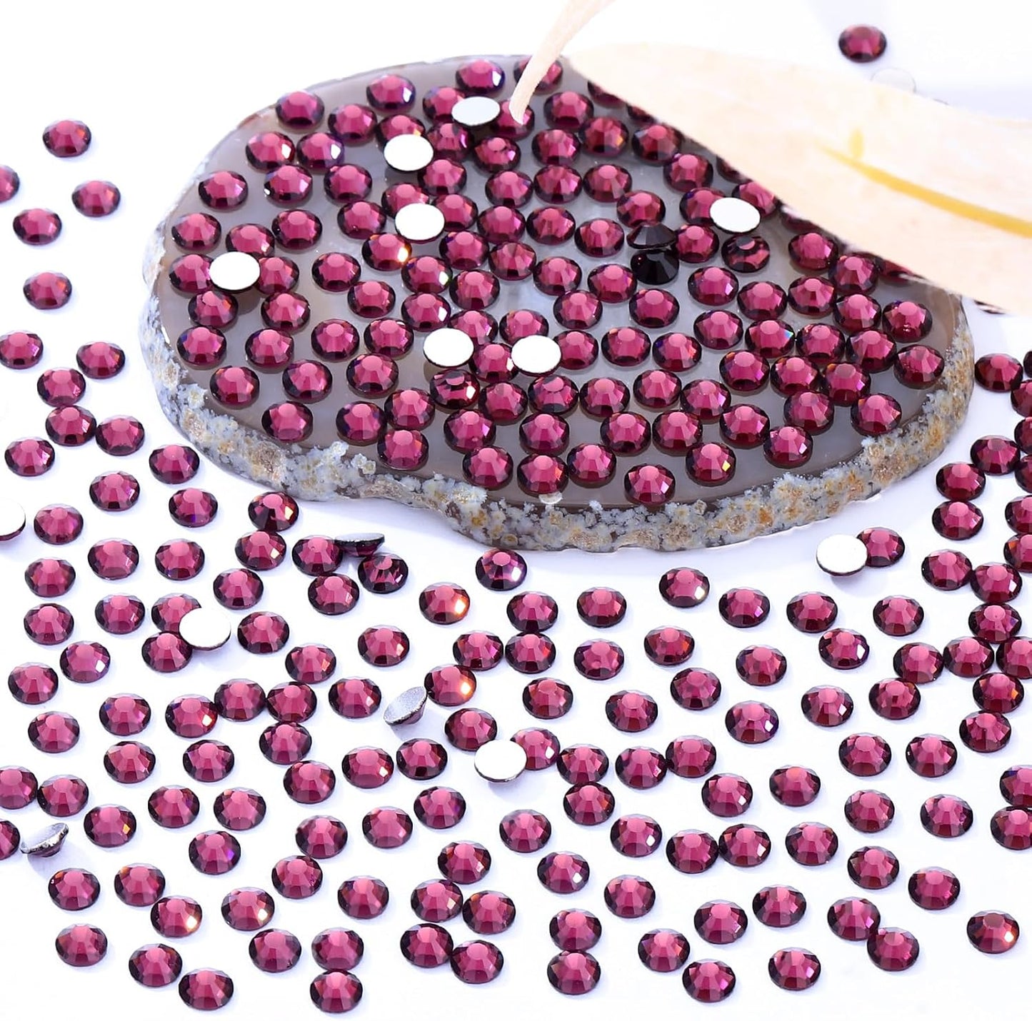 Purple Flatback Rhinestones, Glass Rhinestones for Nail Art and Craft, Glue Fix, Loose Crystal Gemstones(Purple, SS12, 2880pcs, 2.9-3.0mm)