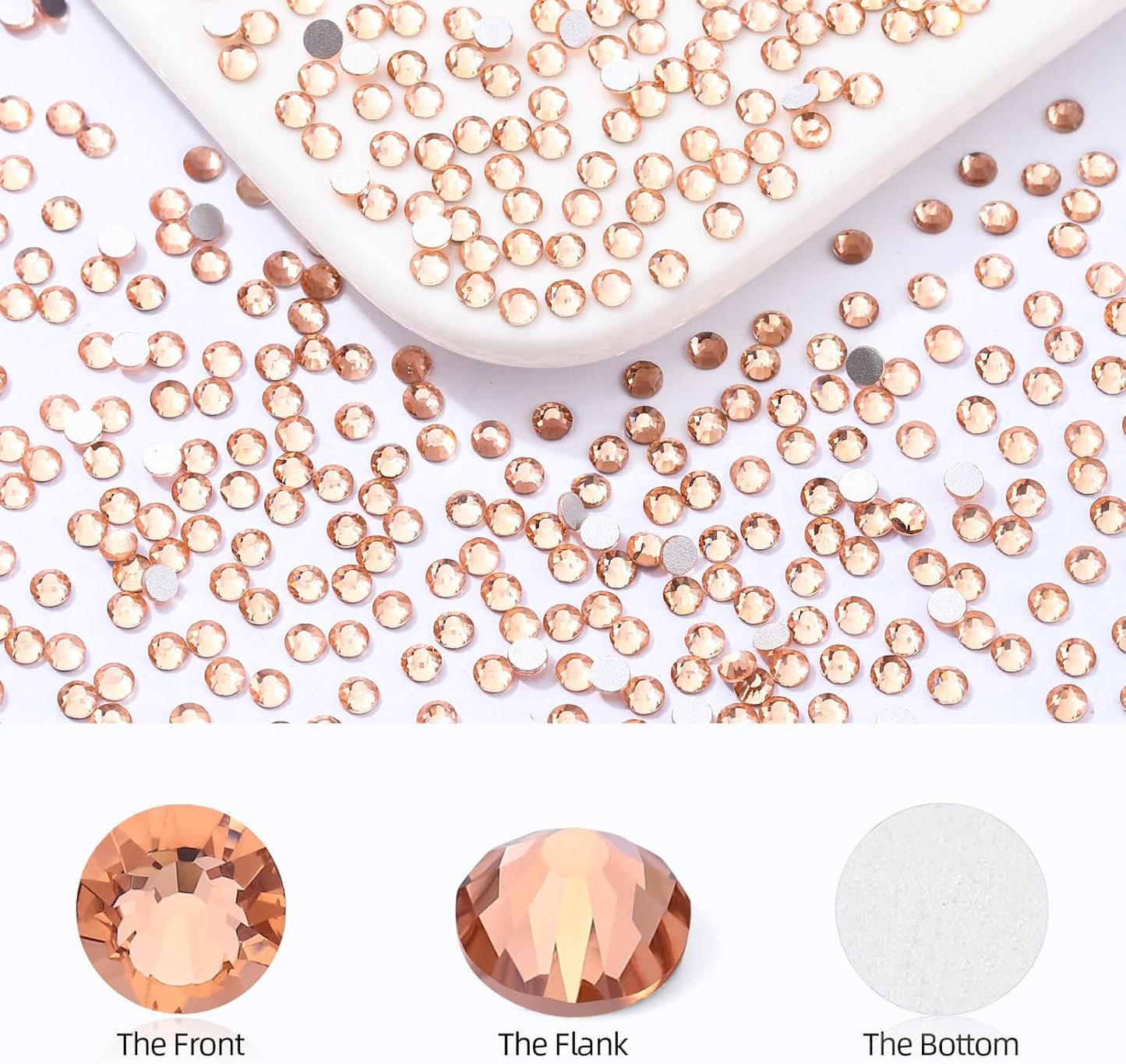 Champagne Flatback Rhinestones, Glass Rhinestones for Nail Art and Craft, Glue Fix, Loose Crystal Gemstones(Champagne, SS4, 2880pcs, 1.5-1.7mm)
