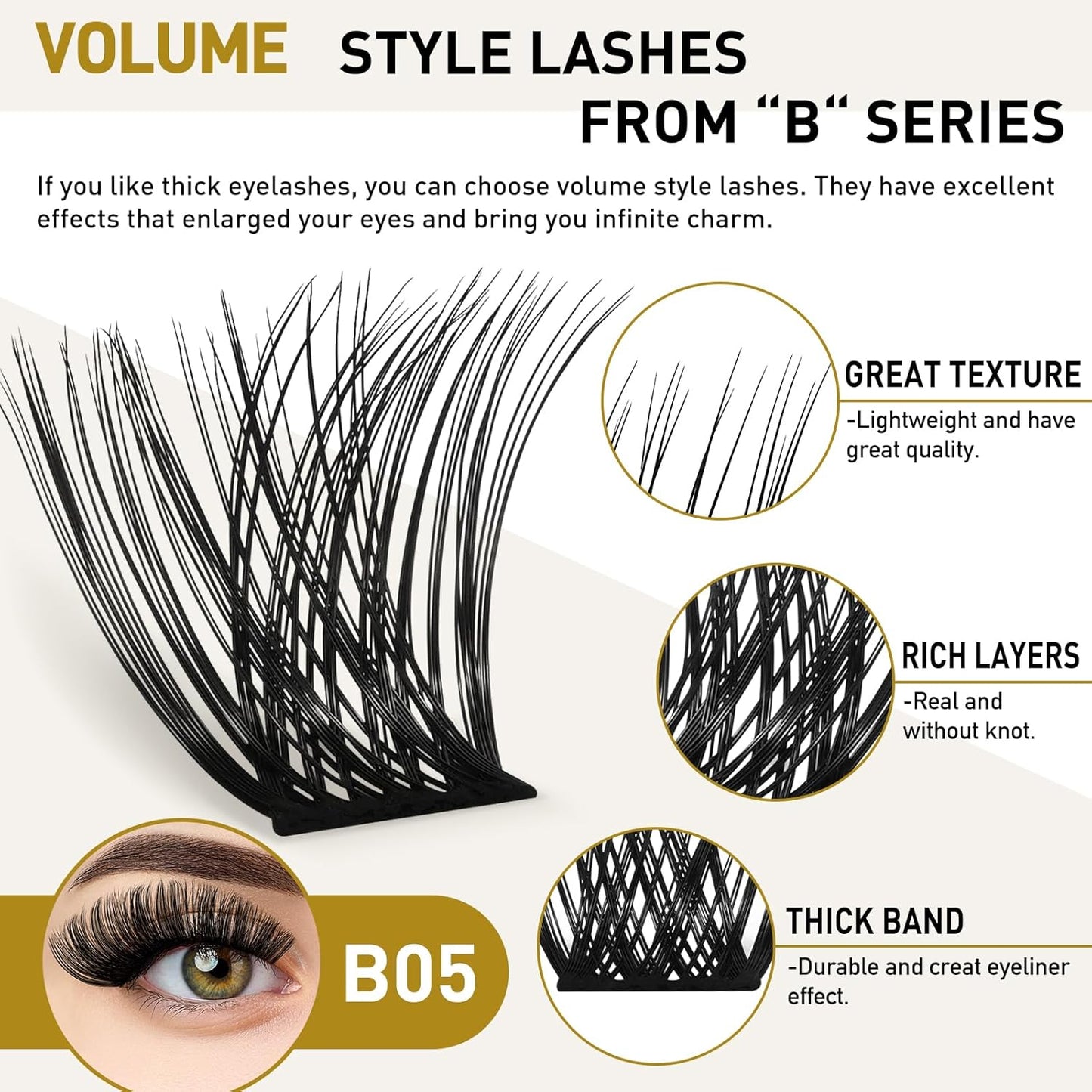 Lash Clusters B05 D Curl 16 mm DIY Eyelash Extensions 72 Clusters Lashes C D Curl B&Qaugen Fluffy Individual Lashes Eyelash Clusters Extensions Individual Lashes Cluster DIY at Home (B05,16 mm)