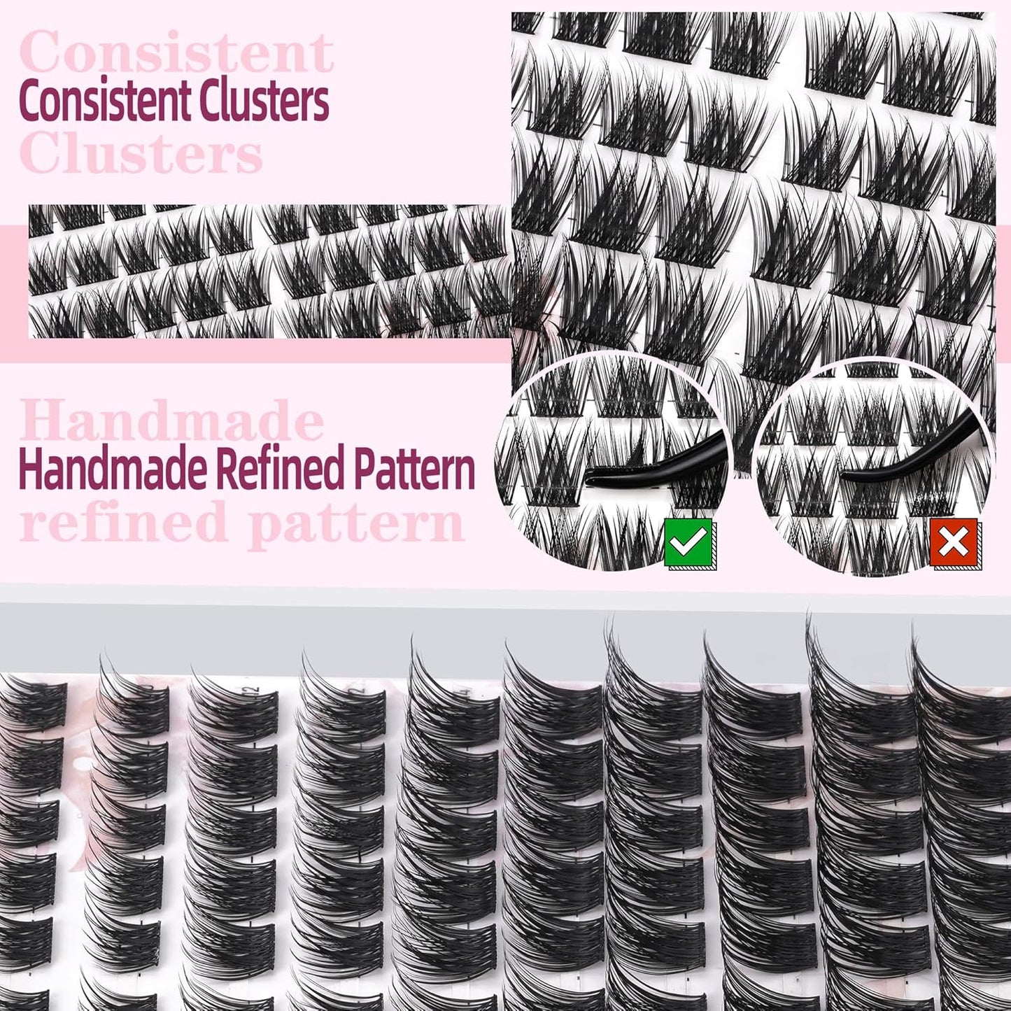 Lash Clusters Kit 10-18mm D Curl Clusters Eyelash Extensions Kit False Eyelash Clusters, DIY Lash Extension Kit with Lash Bond & Seal, Lash Glue Remover, Lash Tweezers U17 Kit