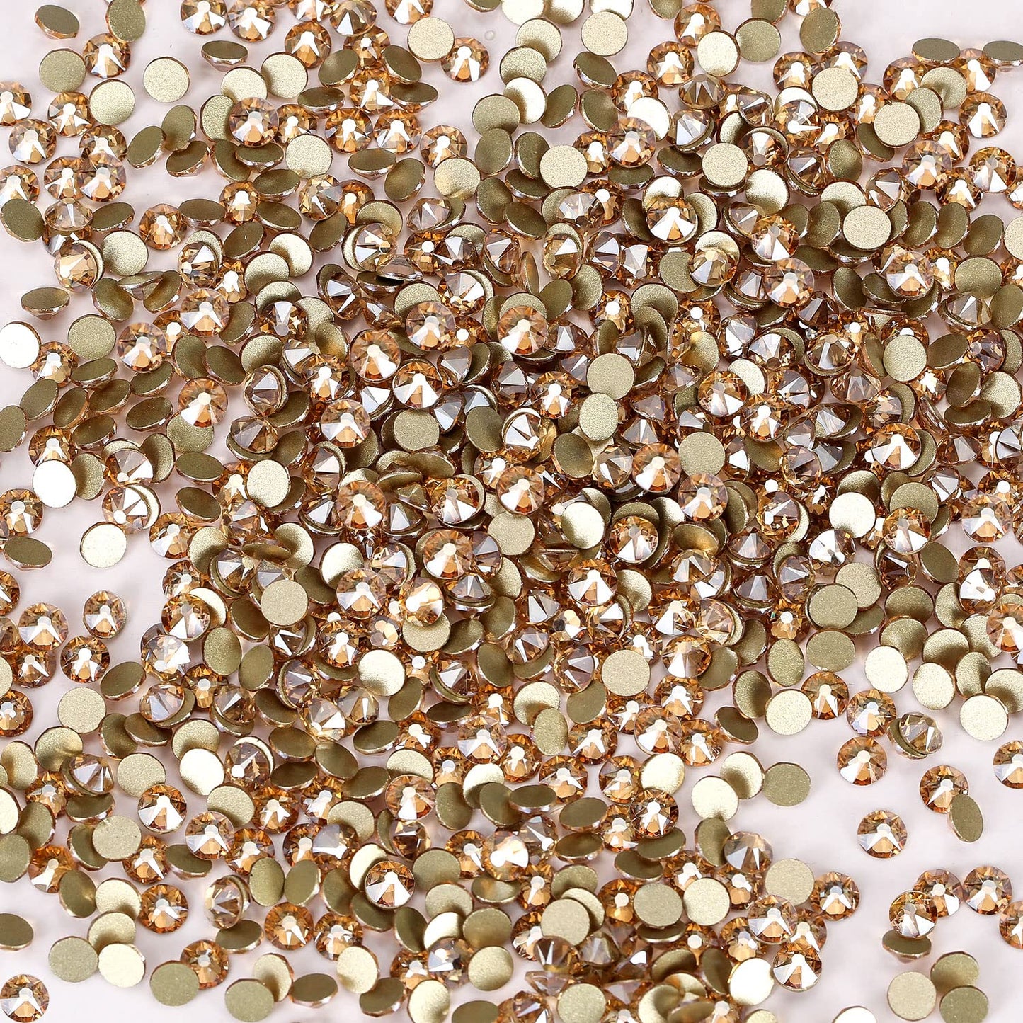 Novani Golden Shadow Rhinestones 288pcs Flat Back Round Rhinestone Style 2088 Sparkly Crystal Gemstones for Nail Art and Crafting SS30,6.4-6.6mm
