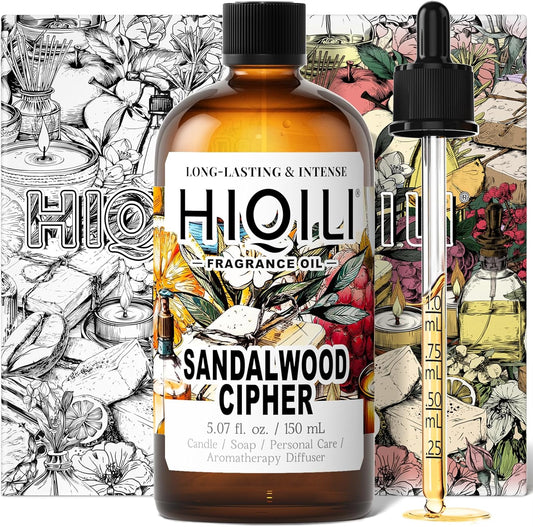 HIQILI Sandalwood Cipher Fragrance Oil for Diffuser, Inspired by Srge-L.tens StalMajus-cvle, Candle & Soap, Perfume & Body Oil Making- Have Gourmand Notes, Long-Lasting- 5.07 Fl Oz