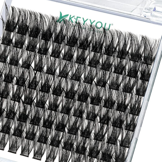 Lash Clusters 96pcs Individual Lashes Y01 D Curl 18mm Cluster Lashes KEYYOU Volume Wispy Lash Extension Soft&Comfortable Easy DIY at Home(Y01,D-18mm)