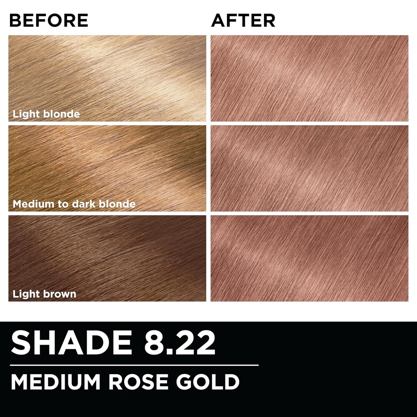 Garnier Hair Color Olia Ammonia-Free Brilliant Color Oil-Rich Permanent Hair Dye, 8.22 Medium Rose Gold, 2 Count (Packaging May Vary)