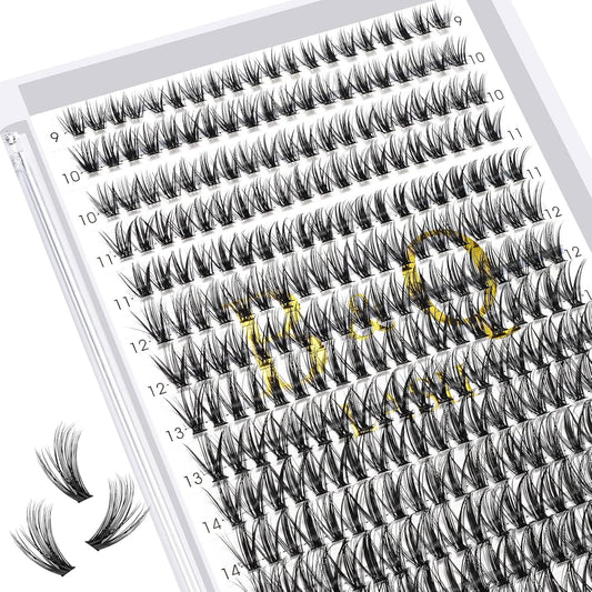 B&Q Lash Clusters 40D-C-9-16MIX Individual Lashes 280 Clusters Manga Lashes False Eyelash Lash Clusters Extensions DIY Eyelash Extensions at Home (40D-C,9-16MIX)