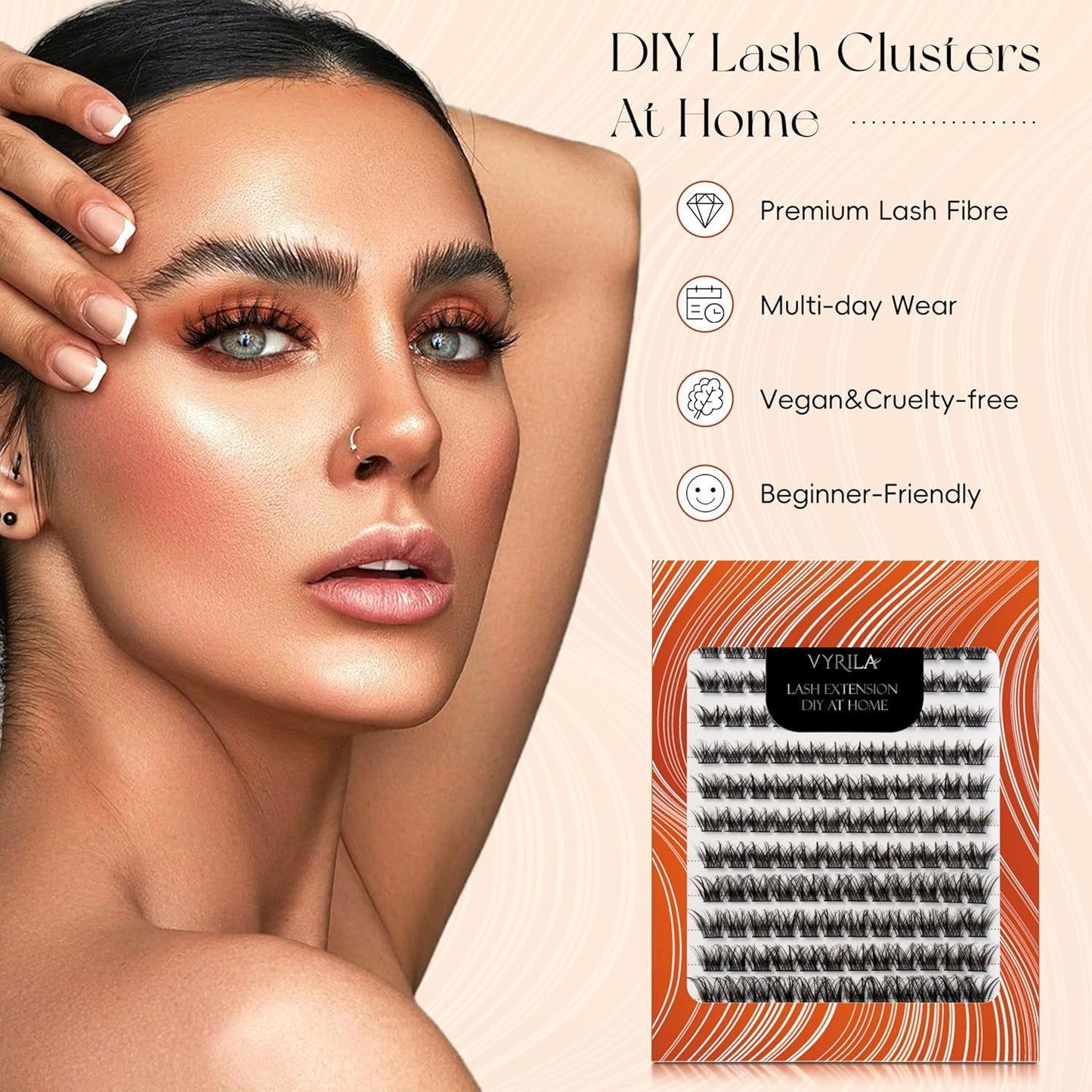 Lash Clusters DIY Lash Extensions, C Curl Individual Lashes Clusters Lashes Wispy Lash Extensions Natural Look Eyelash Clusters Mix 8-16mm(CHIC-0.07C-8-16mm)