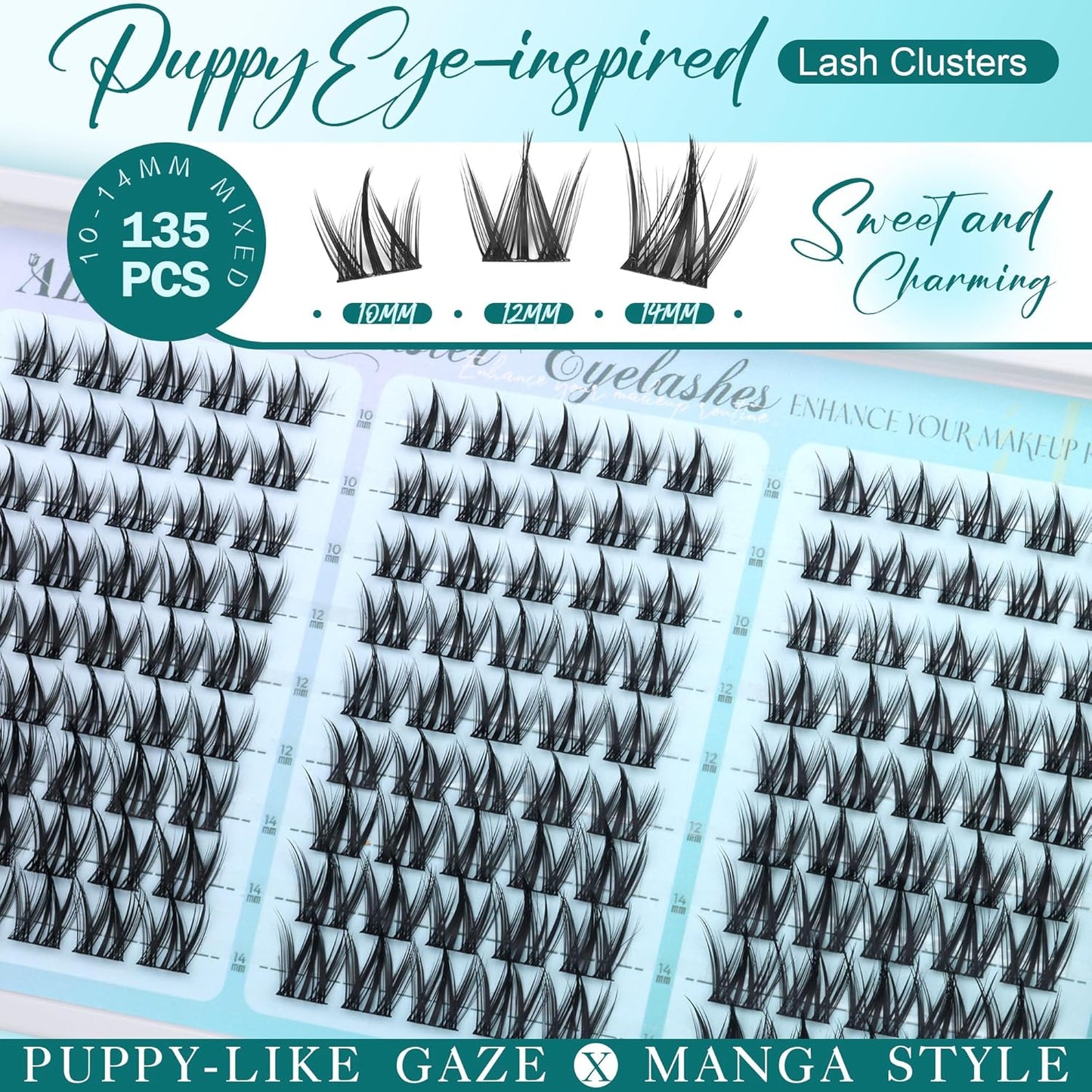 Manga Lash Clusters Kit Wispy Eyelash Clusters Spiky Lash Extension Kit 10-14mm Cluster Eyelash Extensions Anime Eyelashes Clusters C Curly Individual lashes with Bond and Seal, Tweezers by ALPHONSE